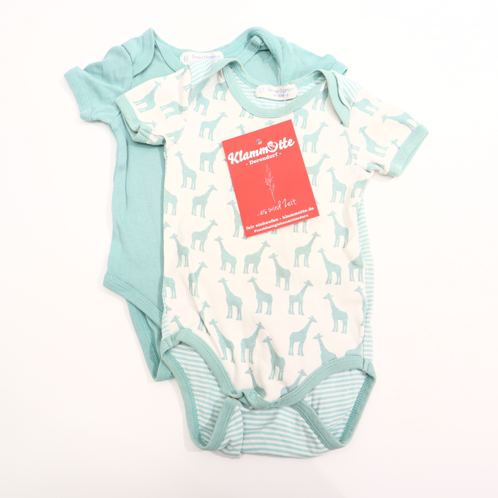 Body Sense Organics 74 weiß/salbei kurzarm/2er-Set Allover Print/gestreift Bio-Baumwolle