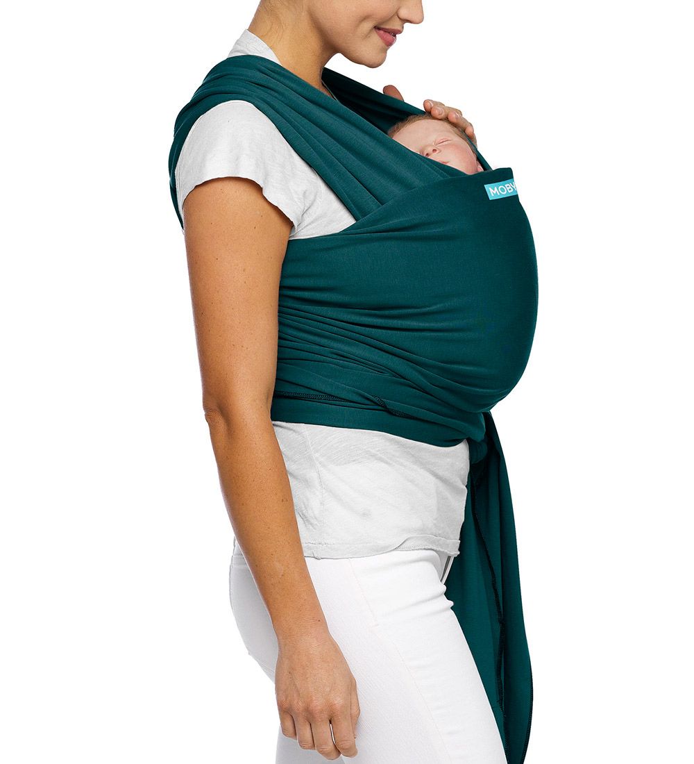 Tragehilfe Moby Baby Wrap Babytragetuch/elastischer Tragetuch pacific/blaugrün Baumwolle mit Karton!
