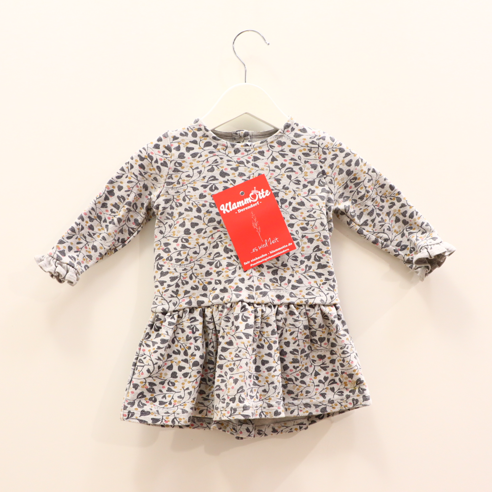 Kleider & Röcke PETIT BATEAU 74 grau Alloverprint/Blumen Sweatkleid Baumwolle