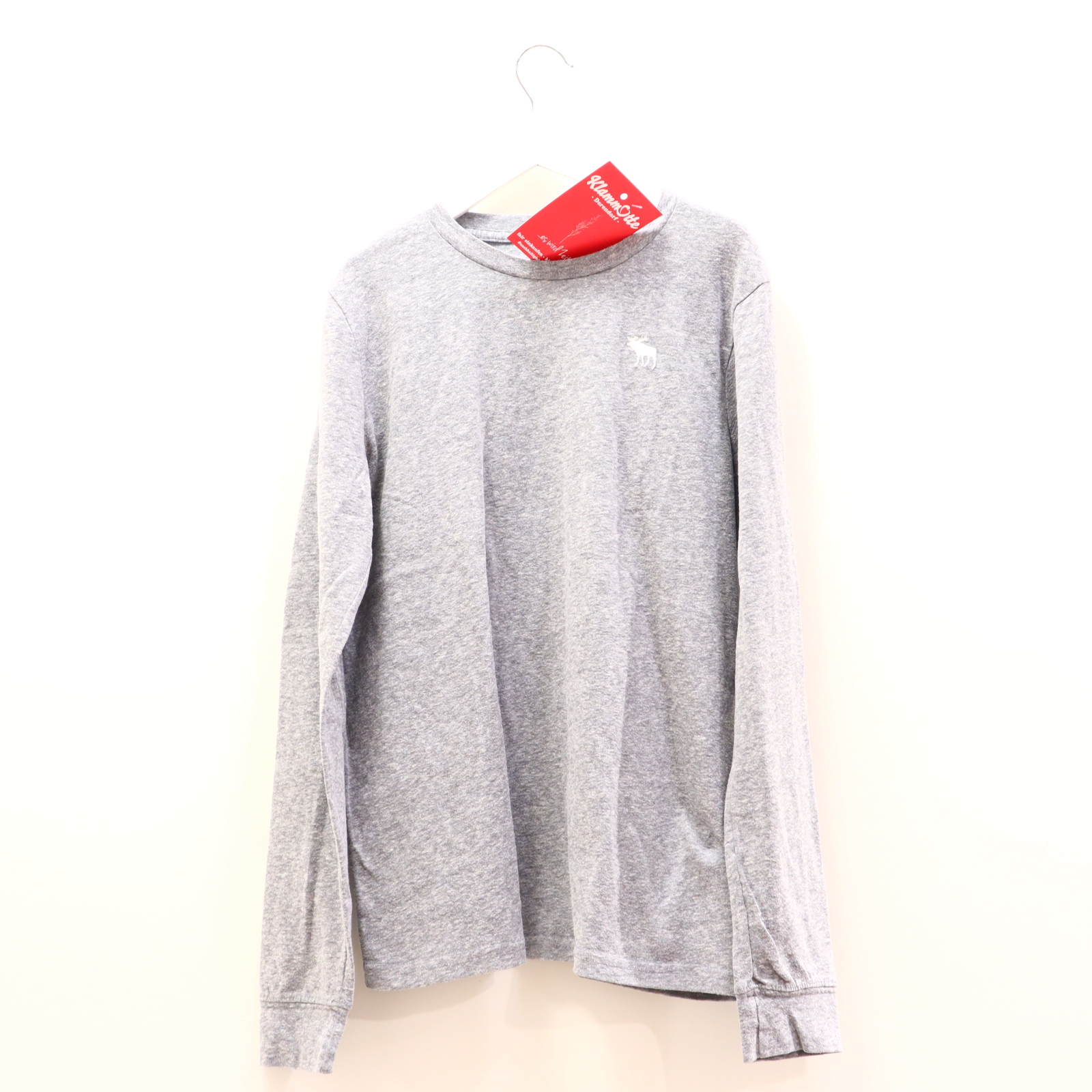 Oberteil abercrombie  Gr. 158/Gr. 164 langarm Shirt grau Baumwolle/Polyester Logo/melange/Stickerrei