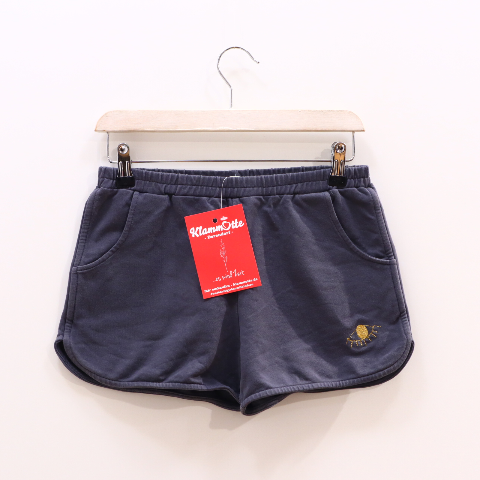 Hose soft gallery Short 152 grau Stickerei Baumwolle/Elasthan/Sweat Gummibandzug
