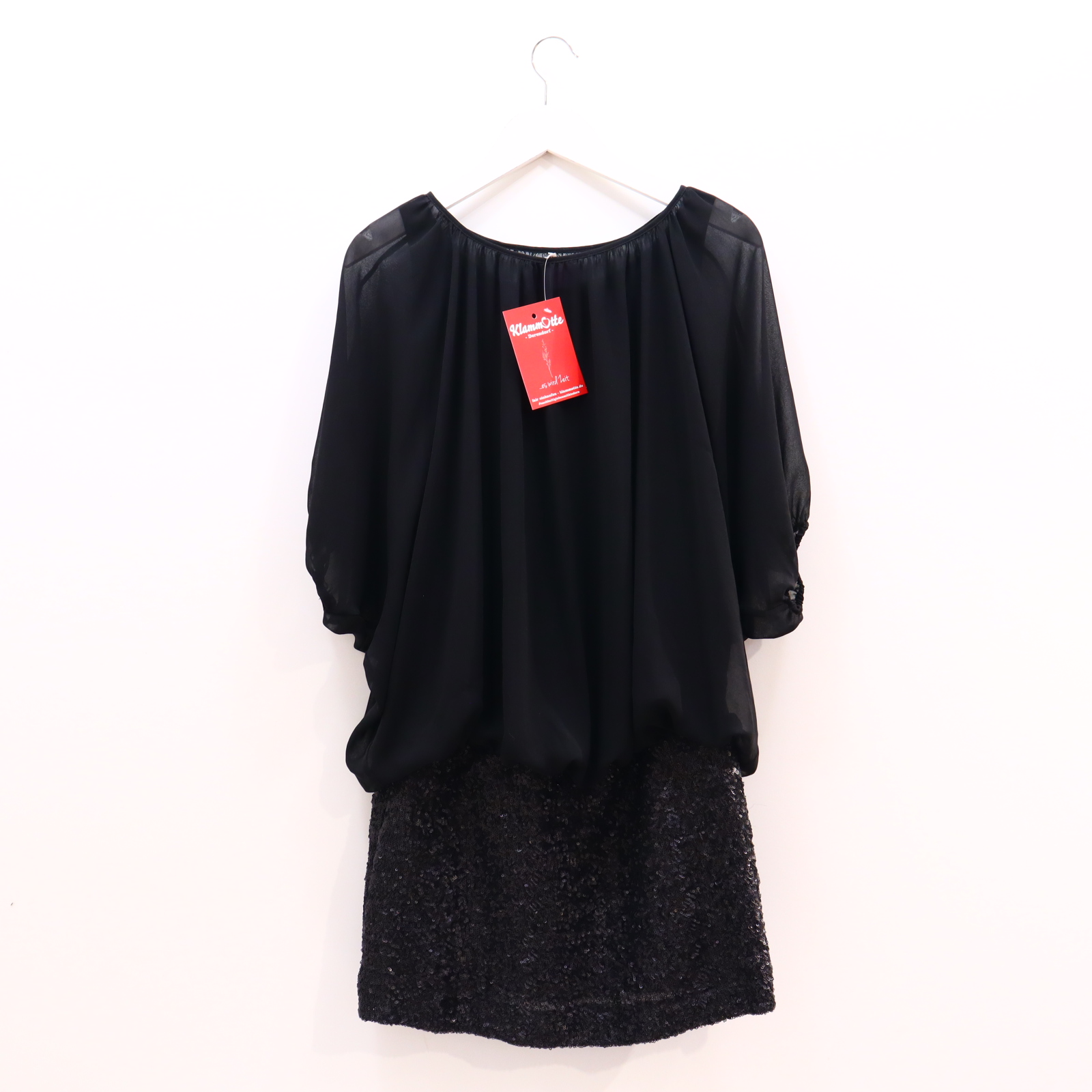 Kleider & Röcke Paulina Abendkleid/Chiffonkleid M/38/40 schwarz Pailetten
