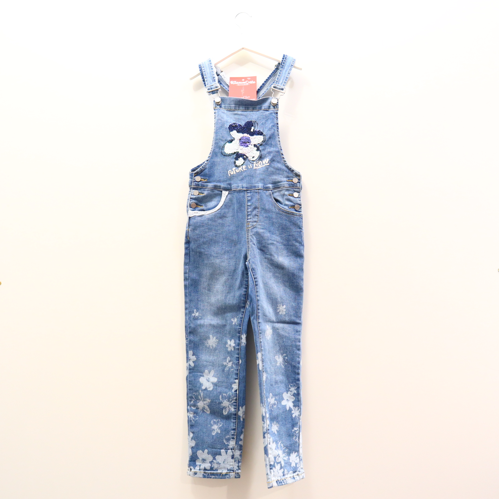 Hose Desigual Jeans/Latz 122/128 blau Allover Print/Blumen/Print/Wendepailetten Denim
