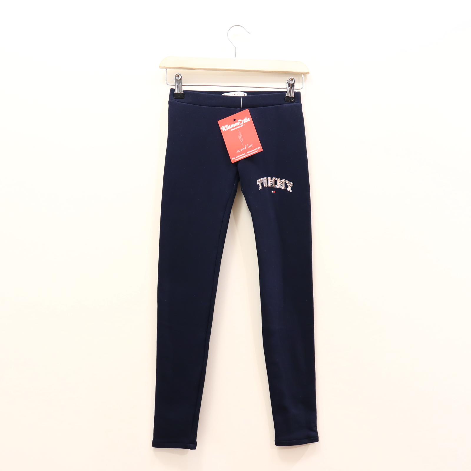 Hose TOMMY HILFIGER Legging 152 blau Logo/Print Sweat Gummibandzug