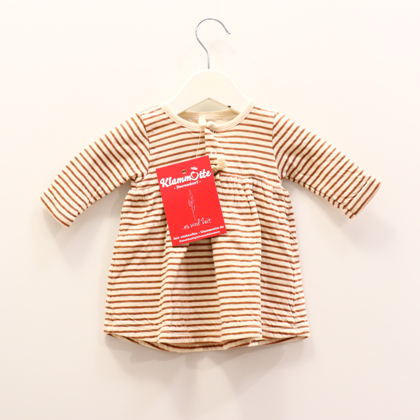 Kleider & Röcke PETIT BATEAU 62 creme/karamell gestreift Jerseykleid Baumwolle/Doublelayer/Jersey