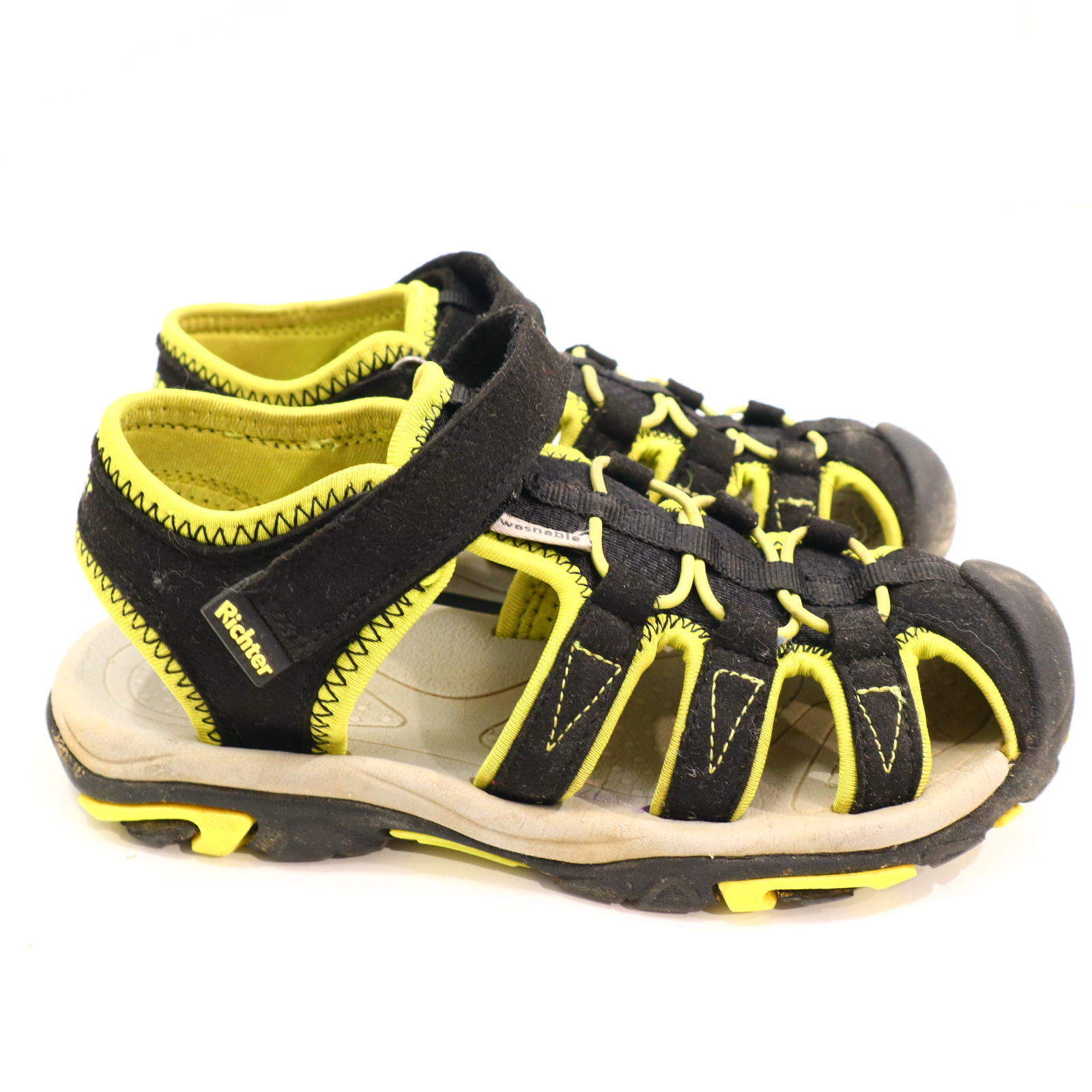 Sandalen Richter 32 gelb/schwarz waschbar leichte gleichmäßige Ablaufspuren