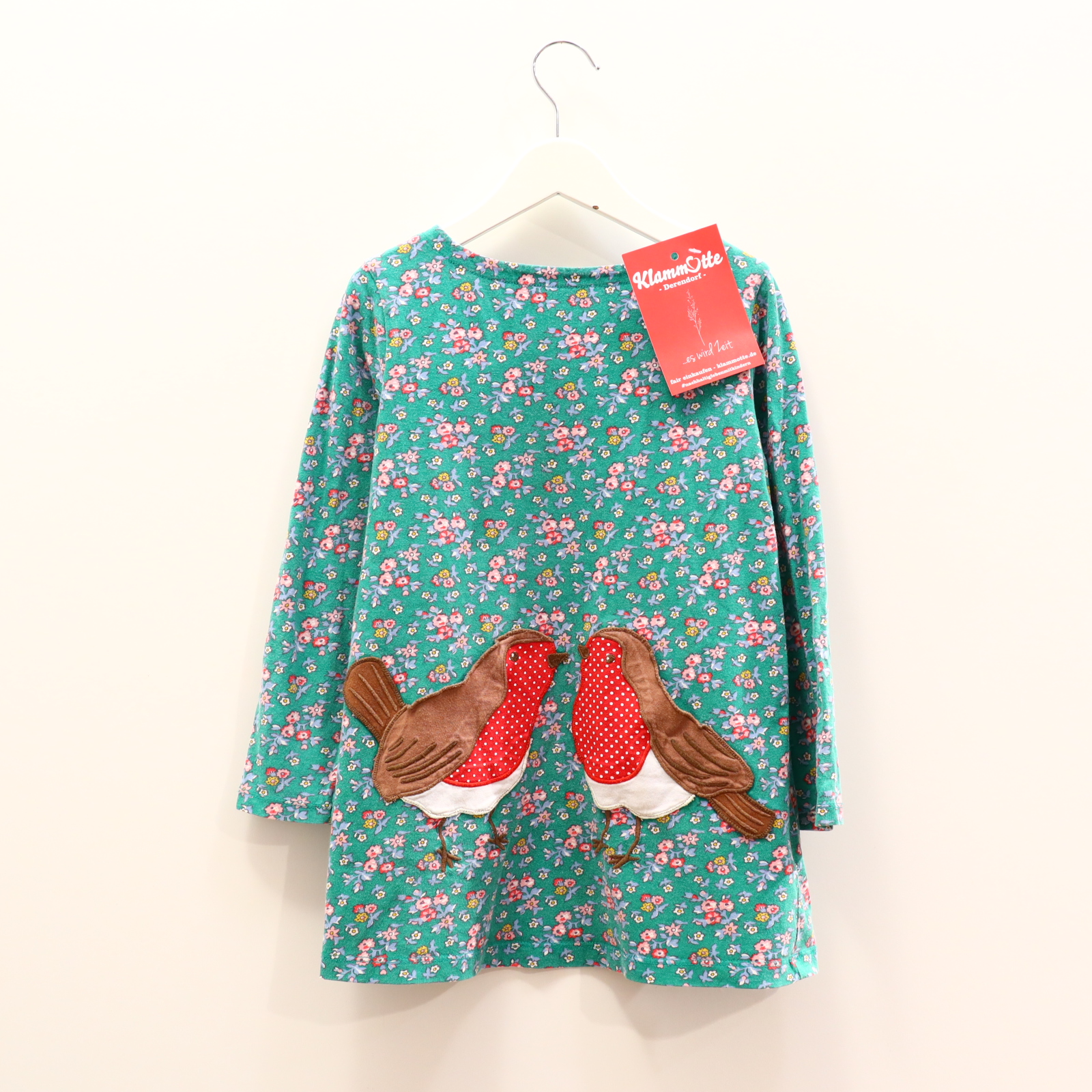 Kleider & Röcke mini Boden Jerseykleid 122 bunt/grün Allover Print/Applikation/Blumen Baumwolle