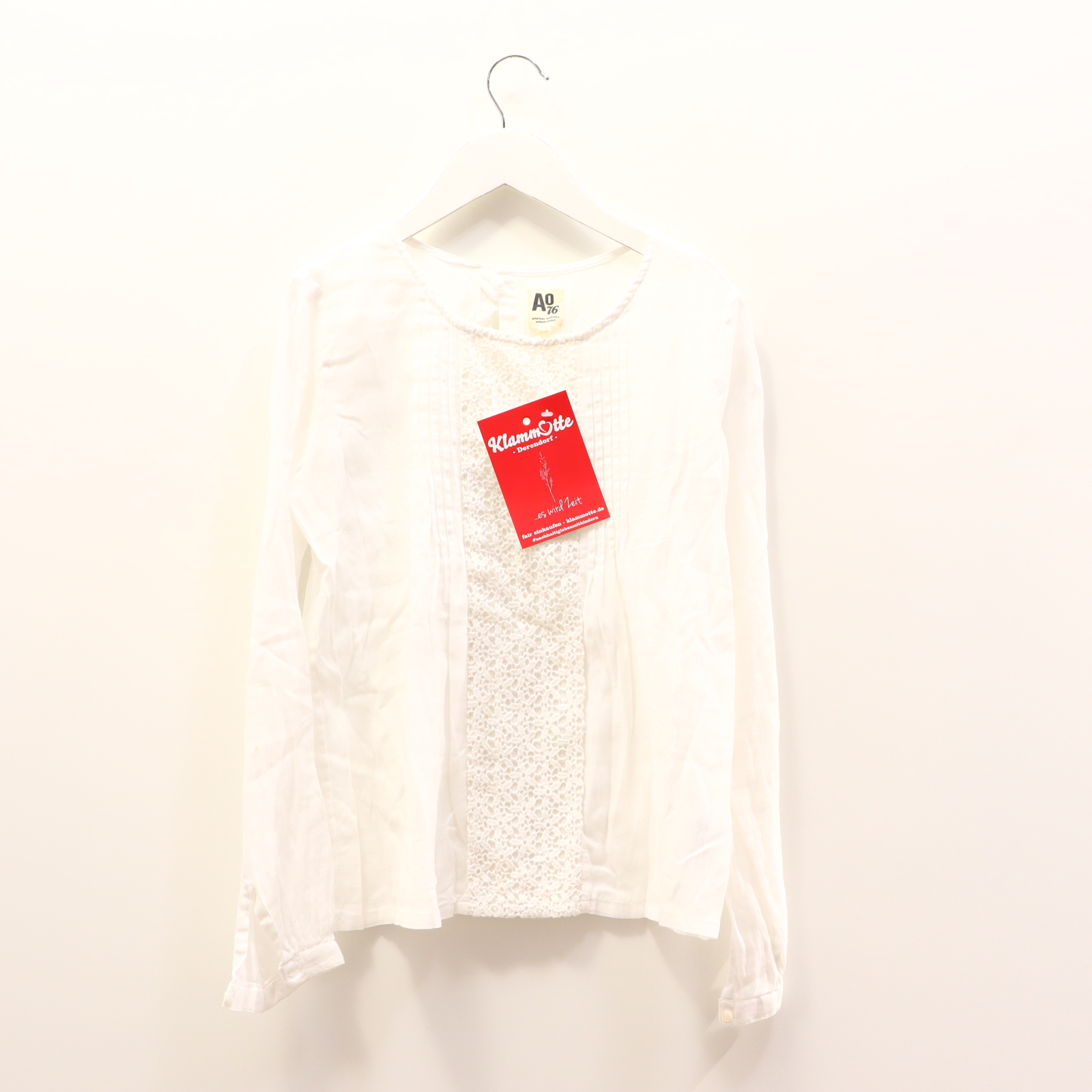 Oberteil american outfitters 152 weiß Spitze Bluse/langarm Baumwolle