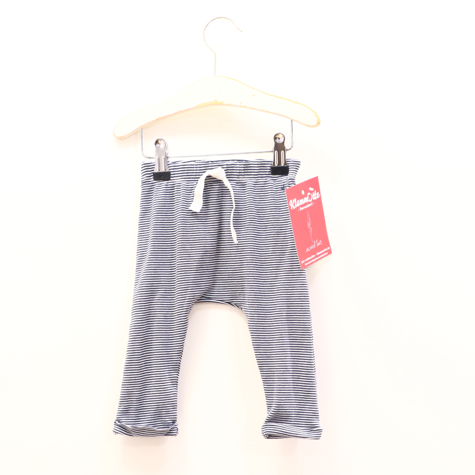 Hosen & Strampler PETIT BATEAU 74 blau/weiß gestreift/Logo/Print Jerseyhose Baumwolle Gummibandzug