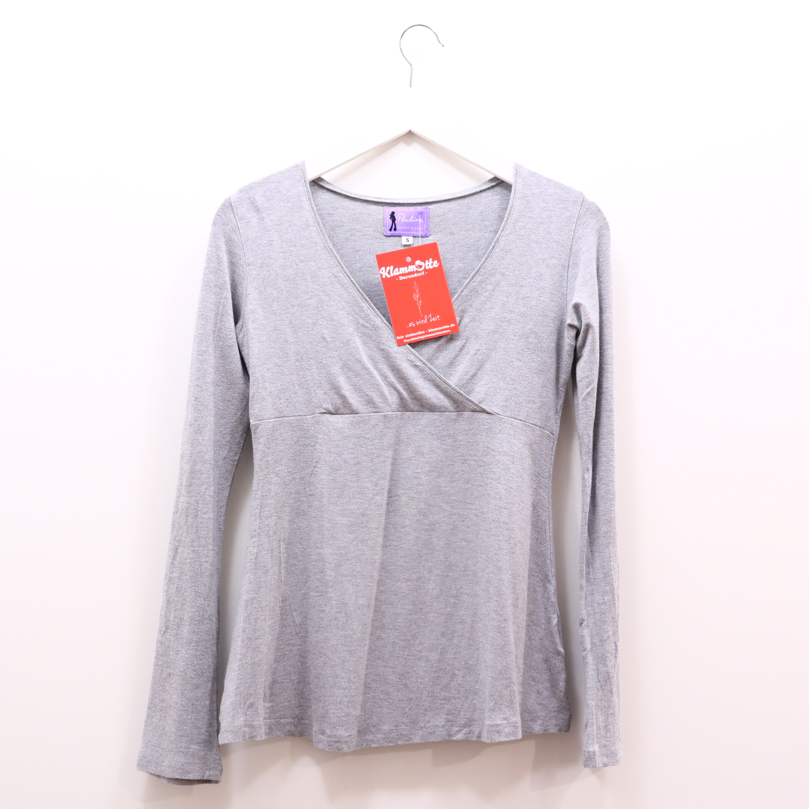 Shirt Paulina S/36 grau Elasthan/Viskose melange langarm/Stillshirt