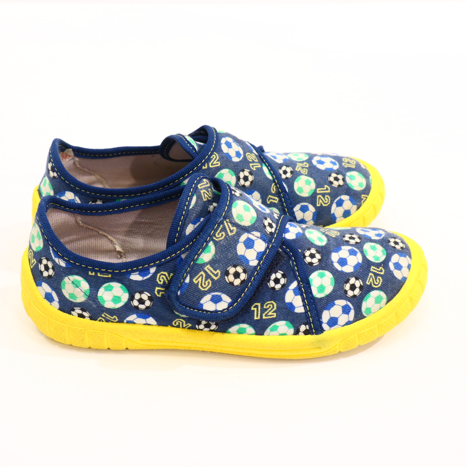 Hausschuhe/Wasserschuhe SuperFit 30 blau/gelb Klett/Pantoffel Canvas