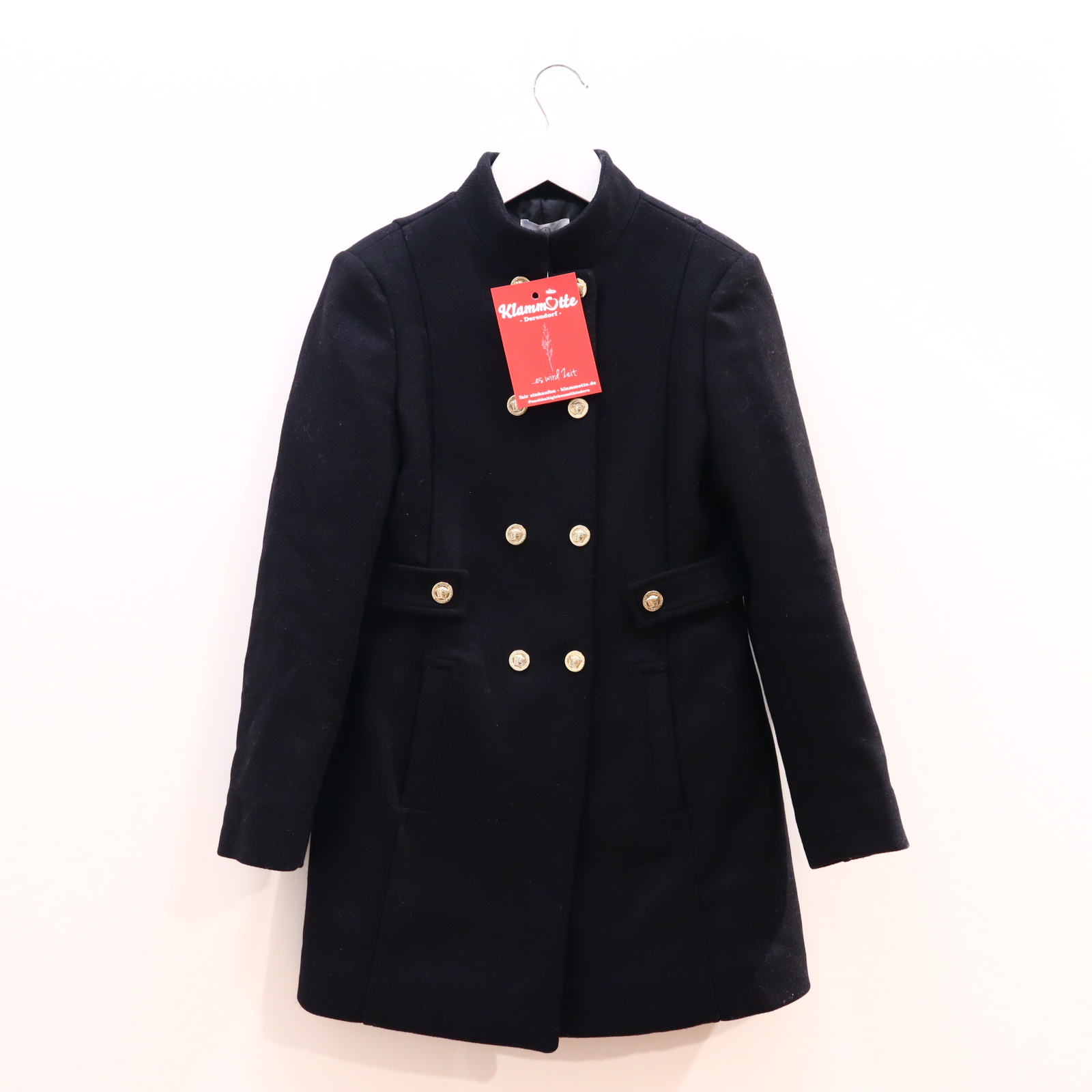 Jacke VERSACE Dufflecoat/Wollmantel 128/134 schwarz Frühjahr/Übergang/Herbst Punkte Polyamid/Wolle