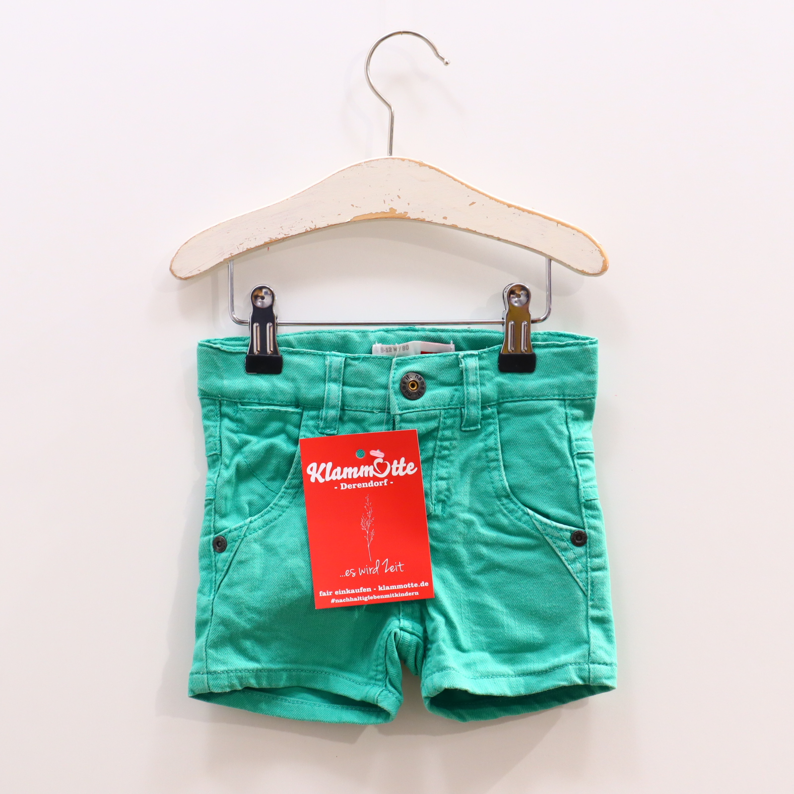 Hosen & Strampler name it 80 grün Short Baumwolle/Elasthan/Twill Druckknopf/verstellb. Bund