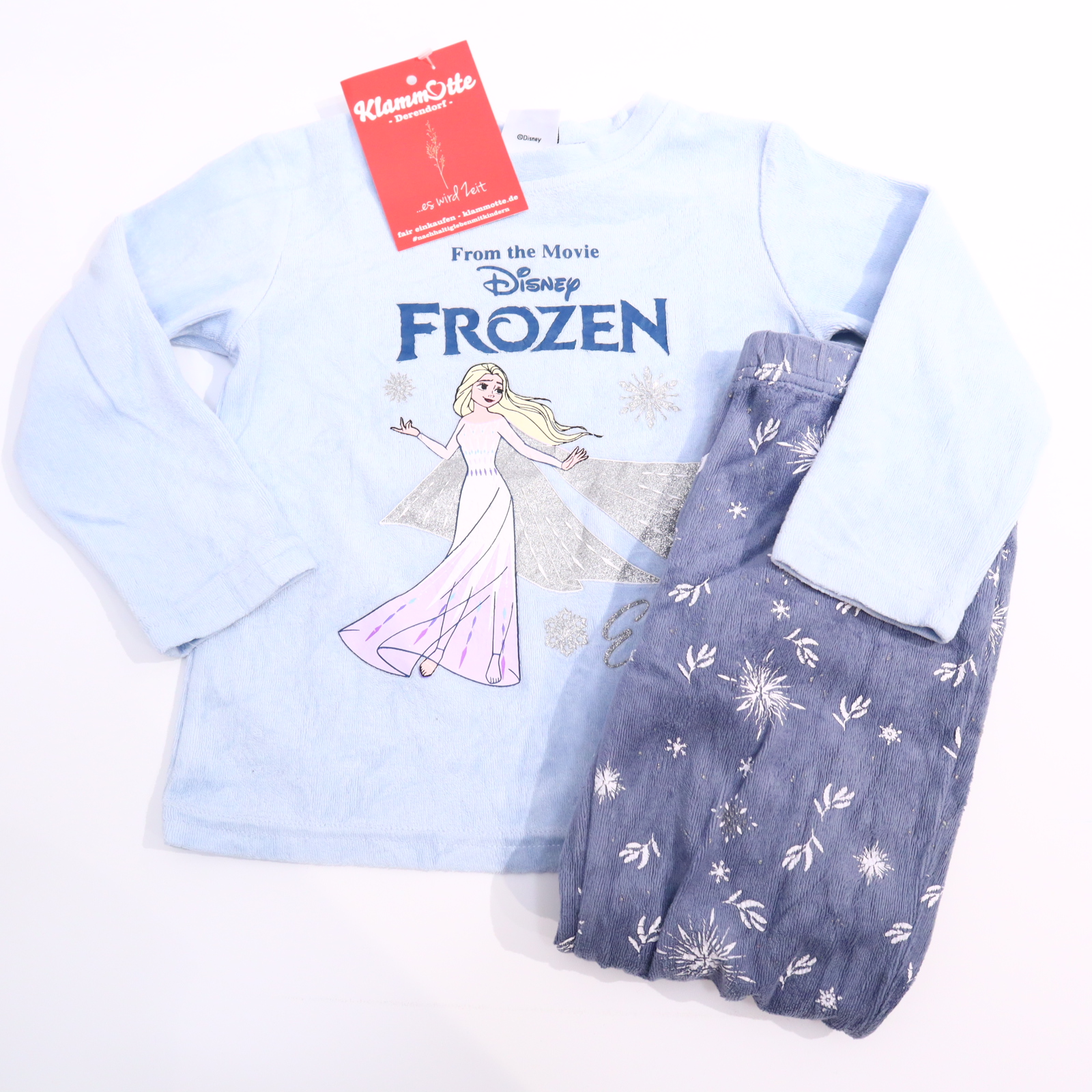 Oberteil Vertbaudet 110 blau/hellblau Alloverprint/Print Schlafkleidung/2-teiler Baumwolle/Nicki/Polyester Eiskönigin