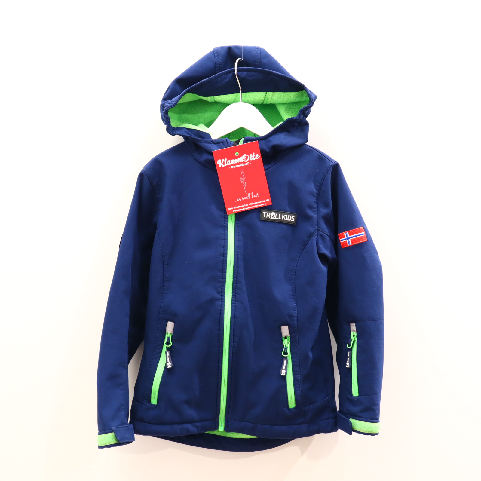 Jacke TROLLKIDS 128 blau Applikation/Logo Softshelljacke