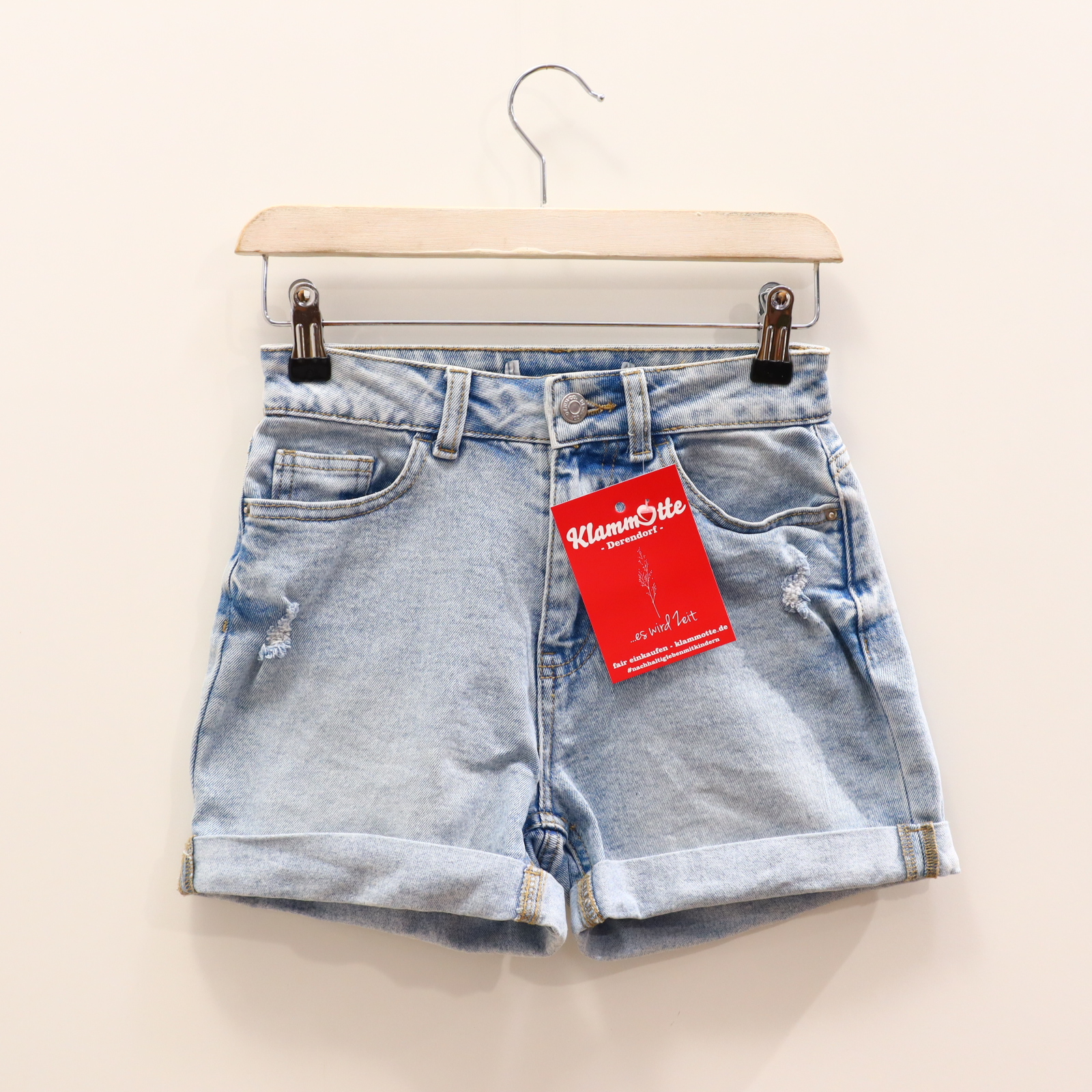 Hose Jeans/Short 152 blau used Look Denim Knopf/Reißverschluß