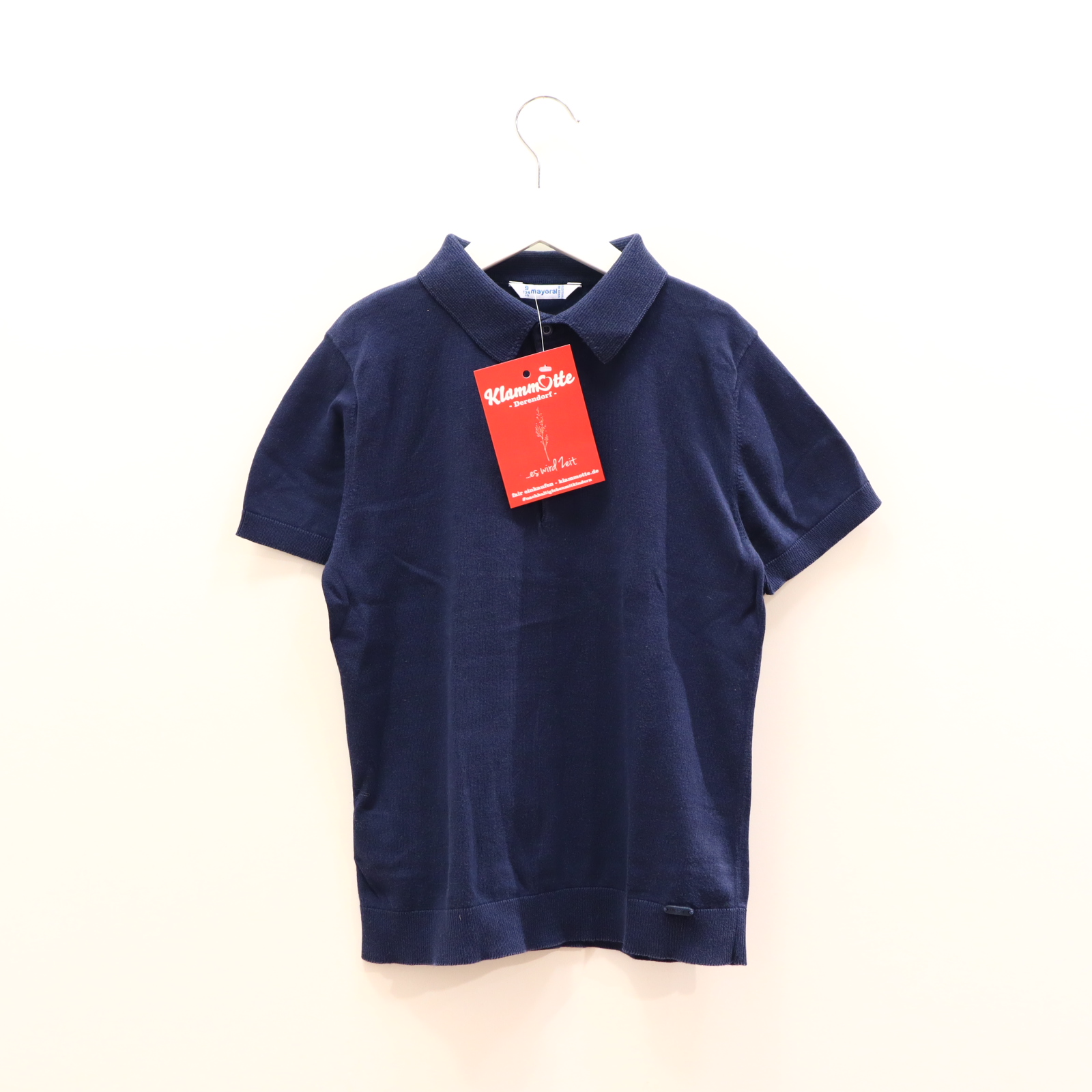 Oberteil mayoral Gr. 134 kurzarm Shirt blau Baumwolle/Strick Polo