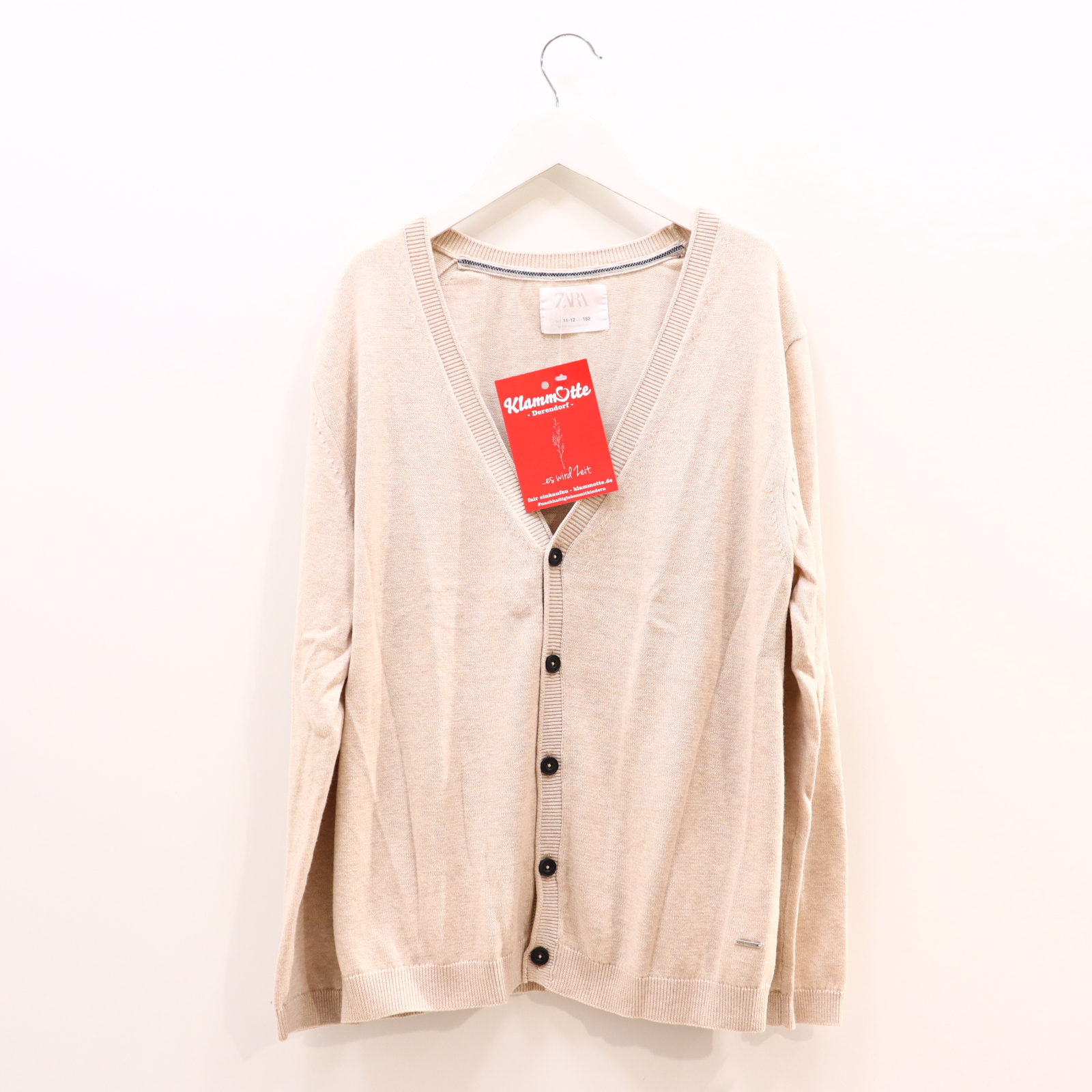 Oberteil ZARA Gr. 152 Strickjacke sand Baumwolle melange