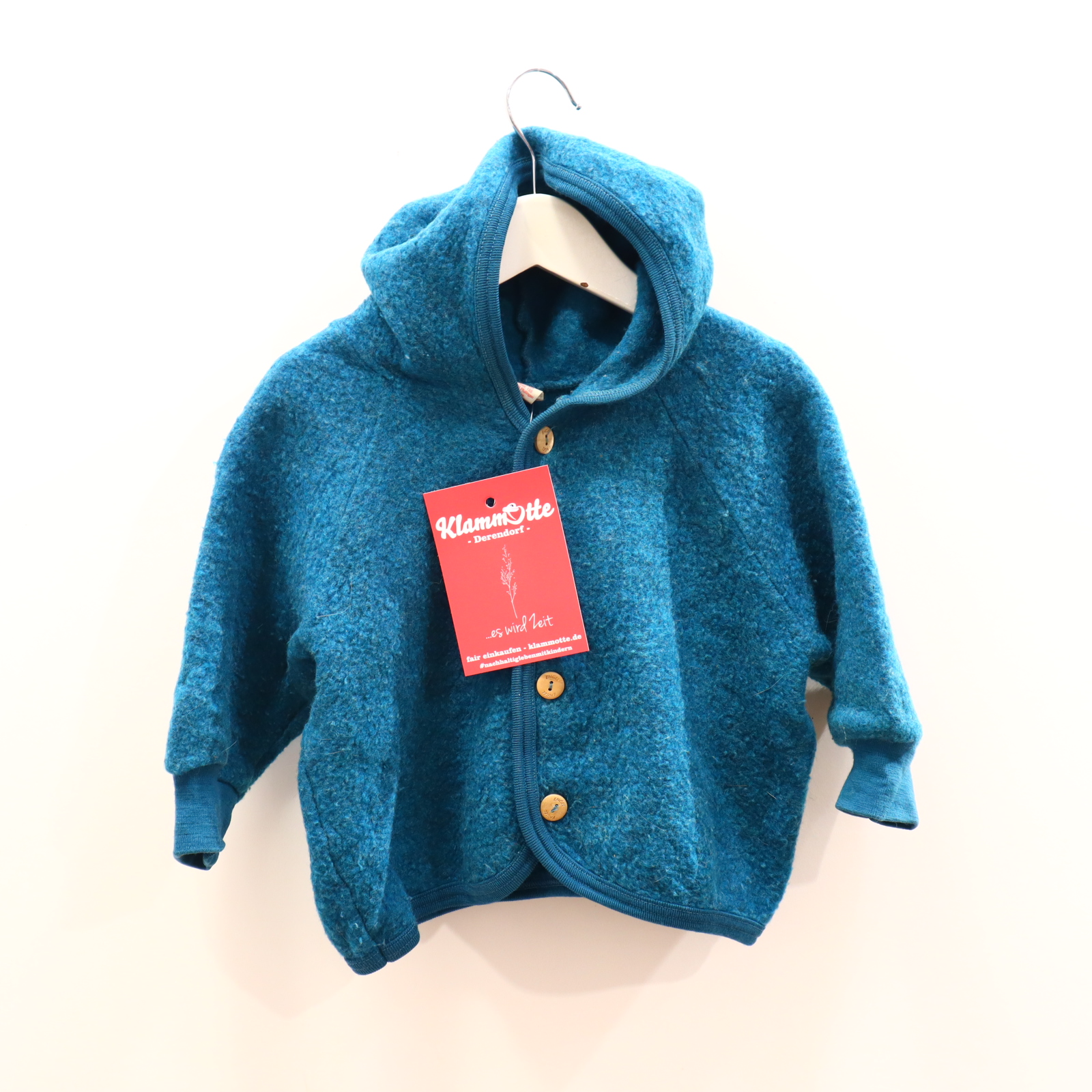 Oberteil ENGEL 74/80 turkis melange Wollfleecejacke Schurwolle