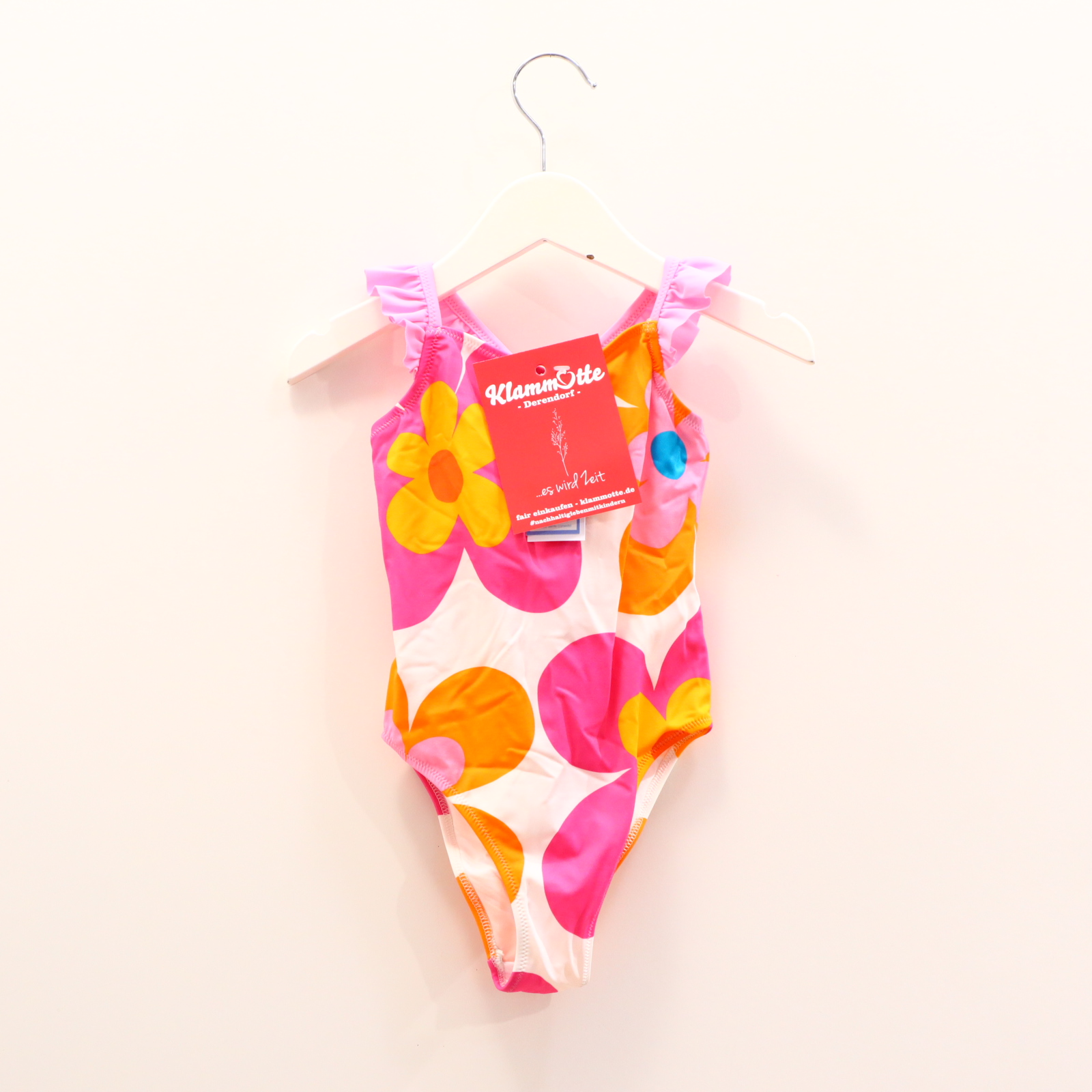 Bademode Jacadi Badeanzug 104 orange/pink/rosa/weiß Volants NEU!
