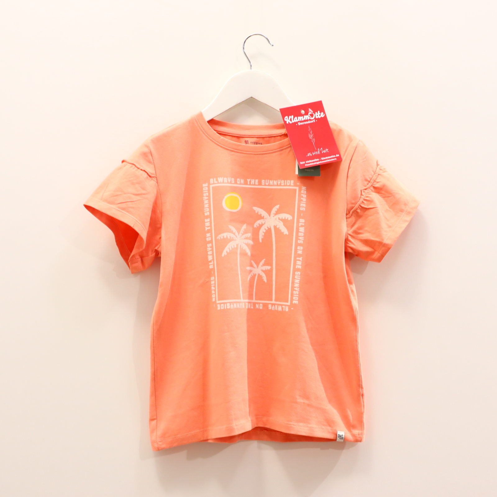 Oberteil noppies 140 apricot Print/Volants kurzarm Shirt Baumwolle/Elasthan NEU!