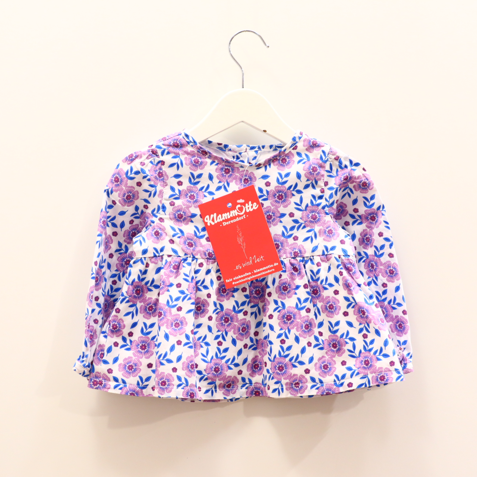 Oberteil Sergent Major 80 blau/flieder/weiß Alloverprint/Blumen Baumwolle