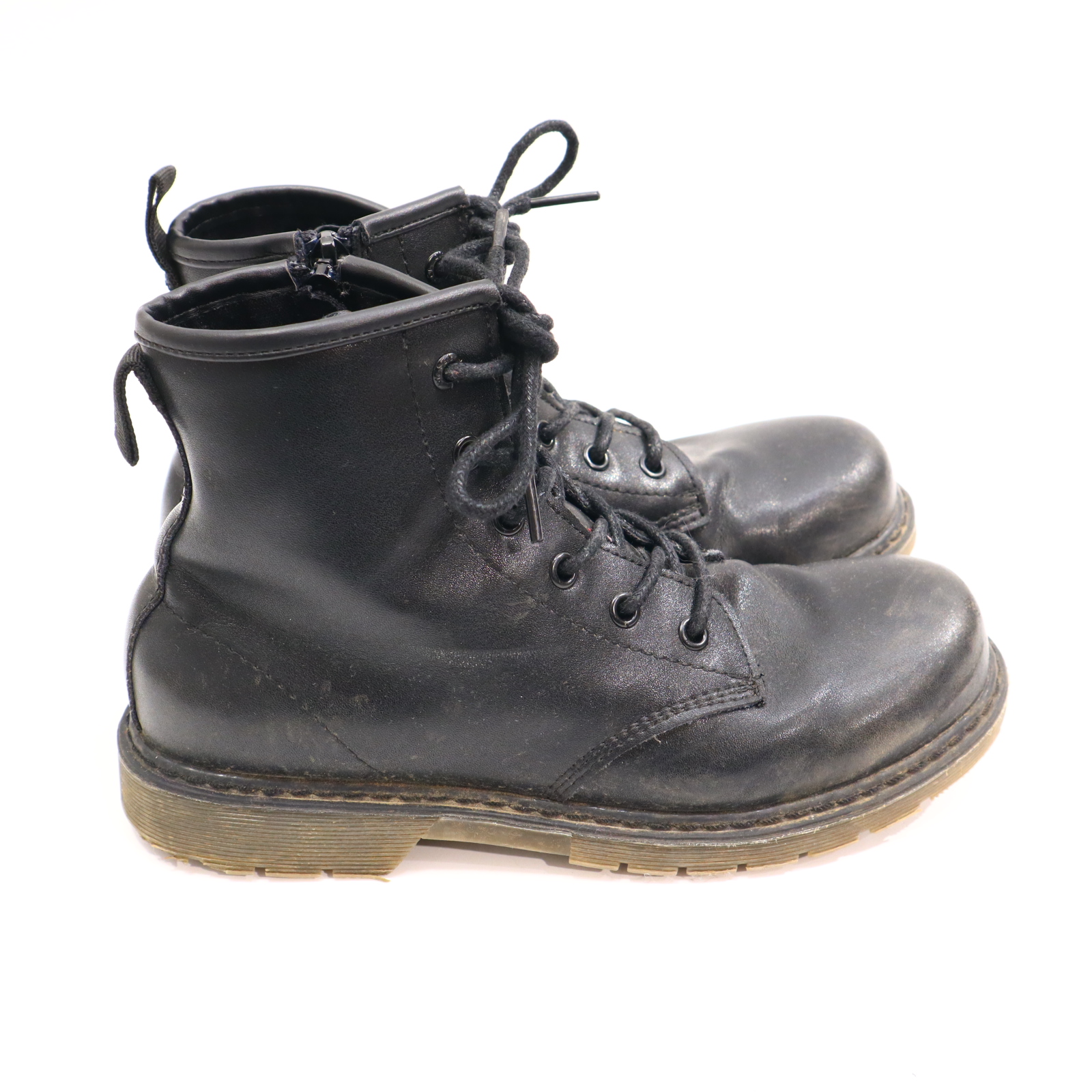 Halbschuhe DIESEL Boots/Schnürschuh mit Reißverschluß 34 schwarz Leder leichte gleichmäßige Ablaufspuren