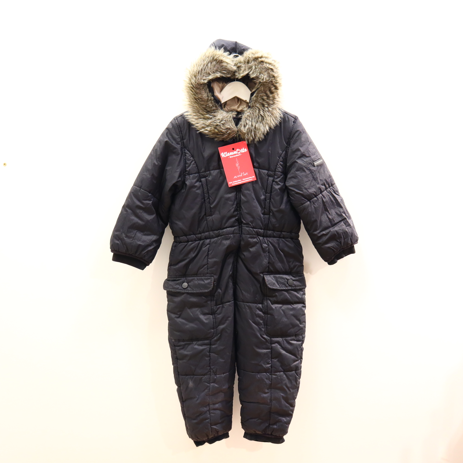 Schneeanzüge & mehr BURBERRY 104 schwarz Applikation/Logo abnhemb. Kapuzenbesatz Schneeanzug kl. Materialfehler