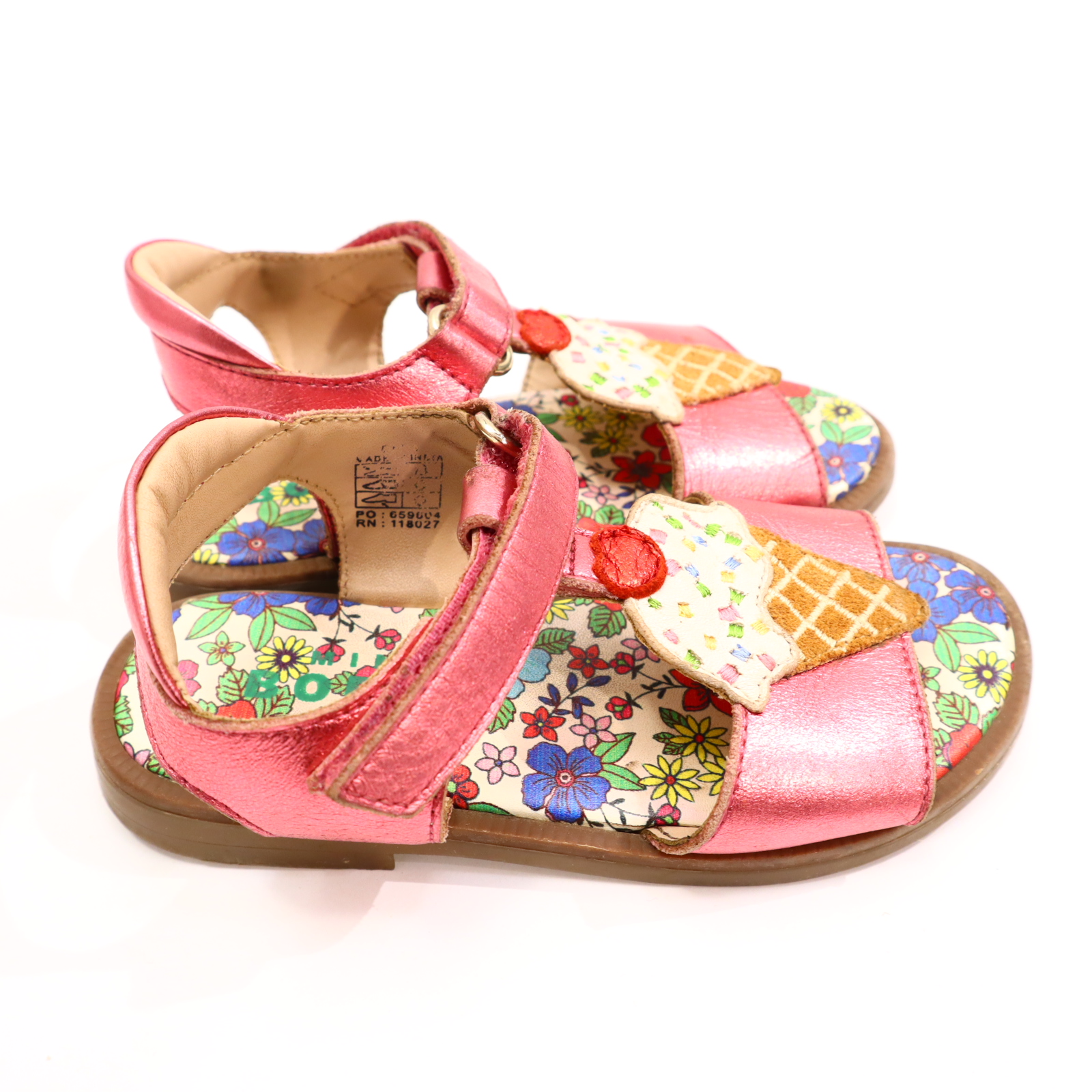 Sandalen mini Boden 26 bunt/metallic/rosa Leder leichte gleichmäßige Ablaufspuren