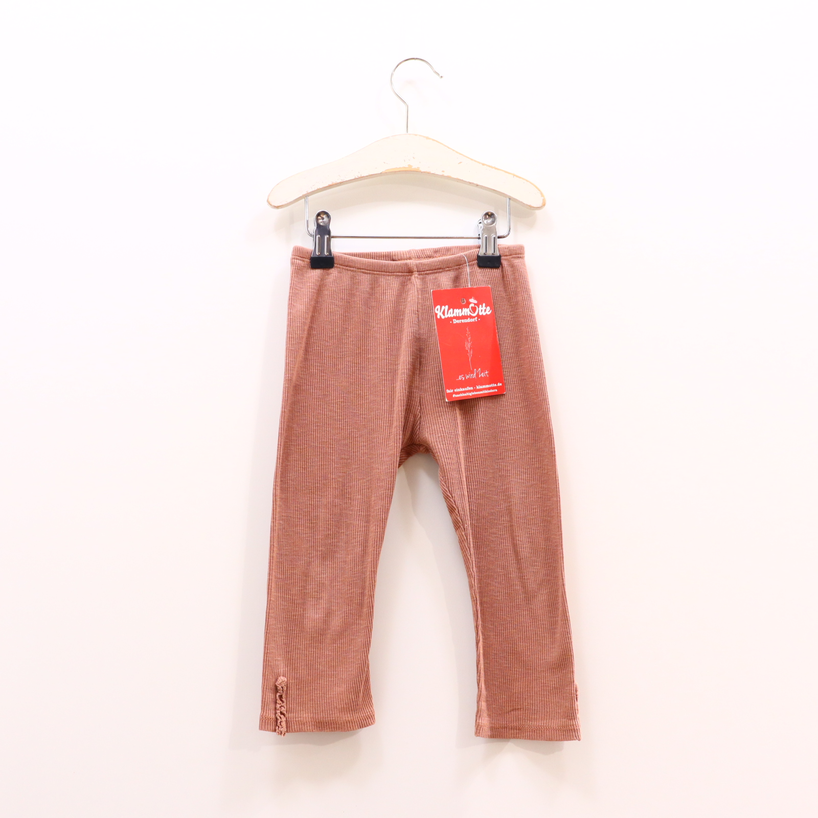 Hose PLAY UP Legging 98 altrosa Rippstrick/Rüschen Biobaumwolle Gummibandzug