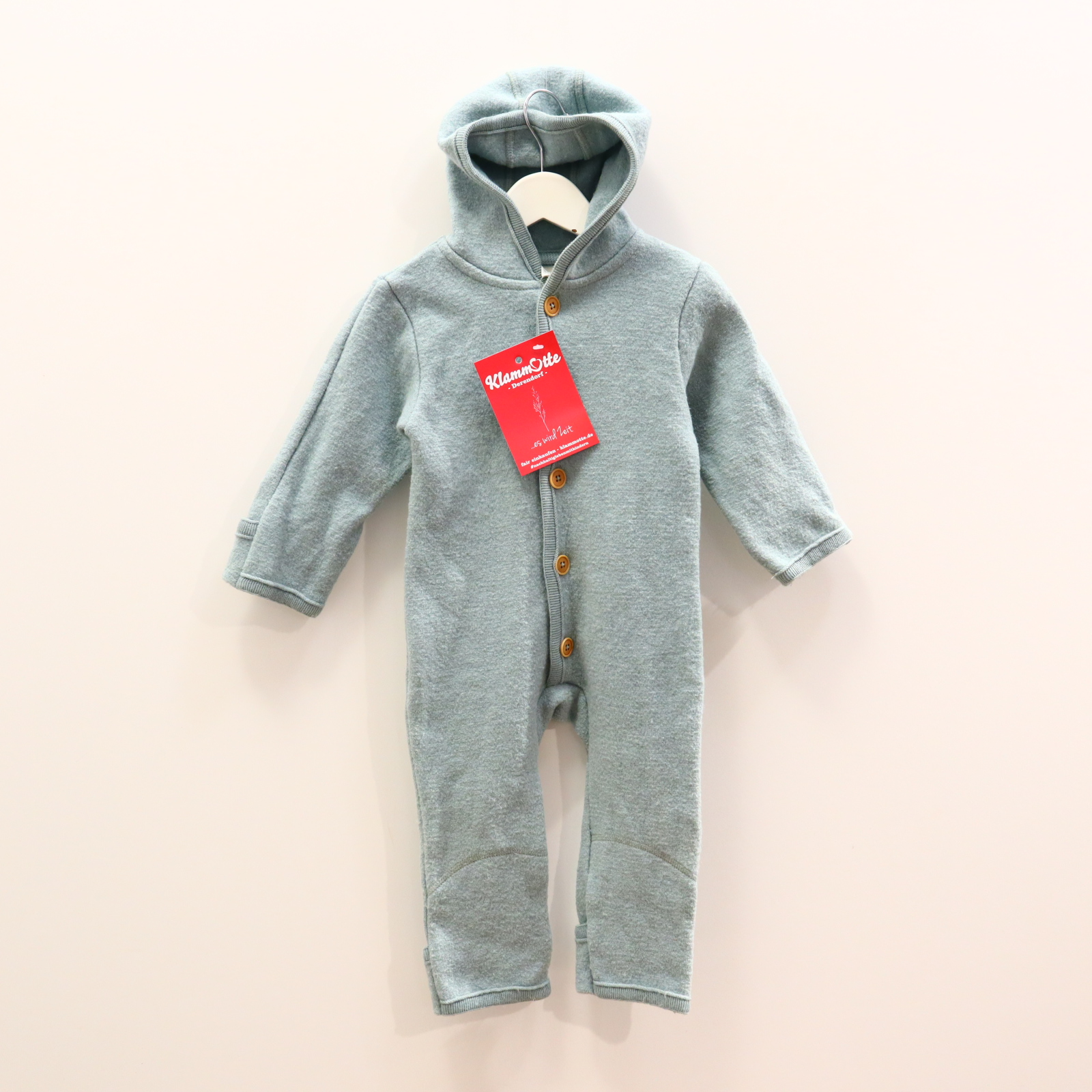 Jacken & Overalls hessnatur Wollwalkoverall 74/80 Eisvogel Klappbündchen sehr gut Bio/Schurwolle