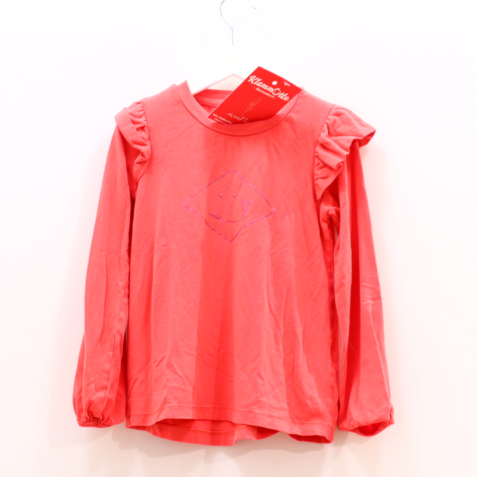 Oberteil oilily 116/122 apricot Applikation/Logo/Print/Volants langarm Shirt Elasthan/Viskose