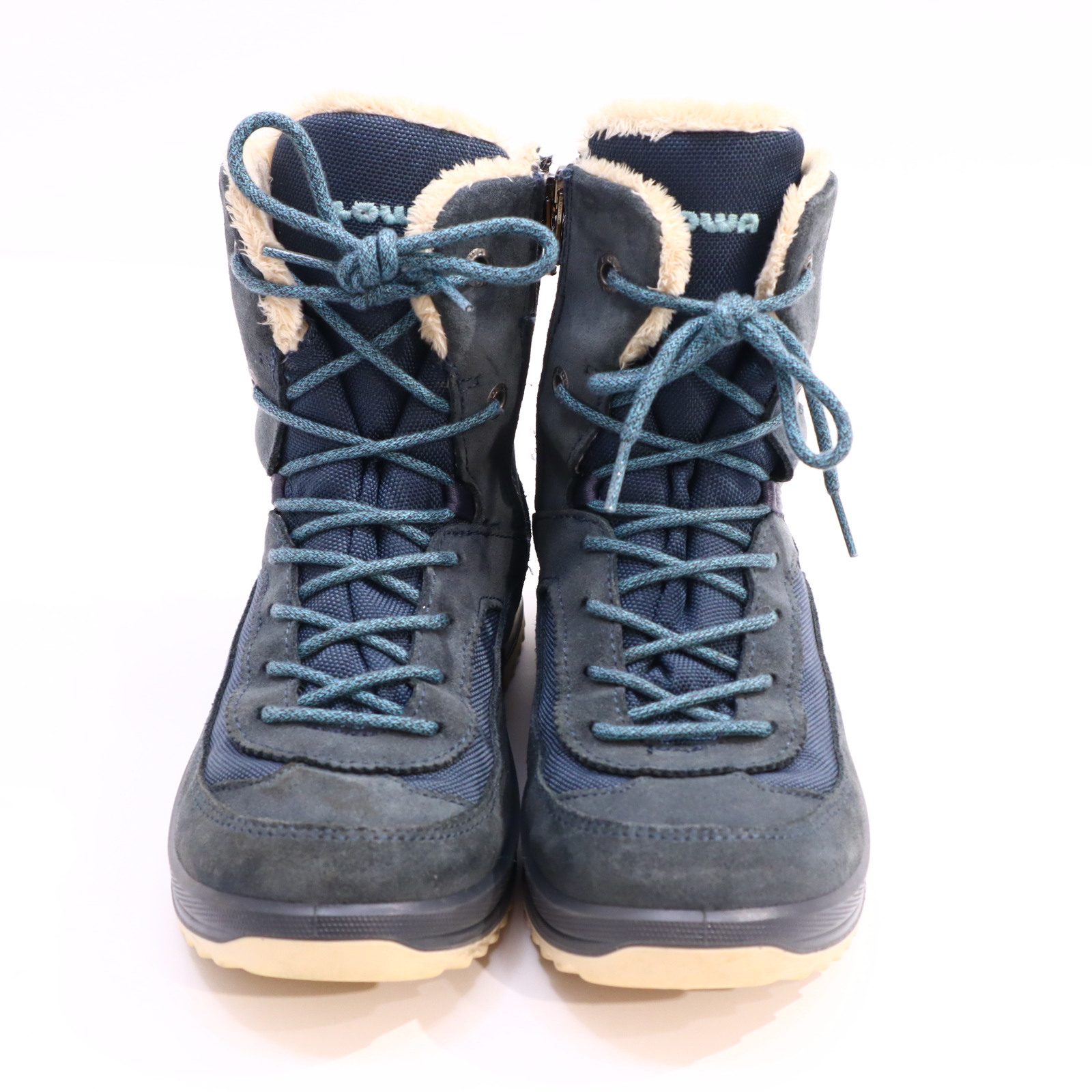 Halbschuhe LOWA Boots/Schnürschuh mit Reißverschluß 35 petrol GORETEX/Leder/Mesh Herbst/Winter kaum Ablaufspuren gefüttert