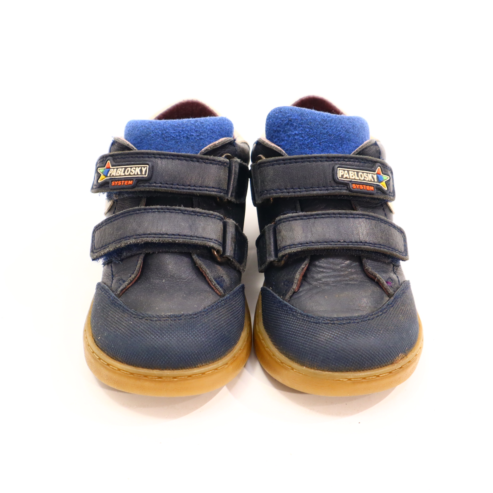Halbschuhe Pablosky Klett 22 blau Leder leichte gleichmäßige Ablaufspuren