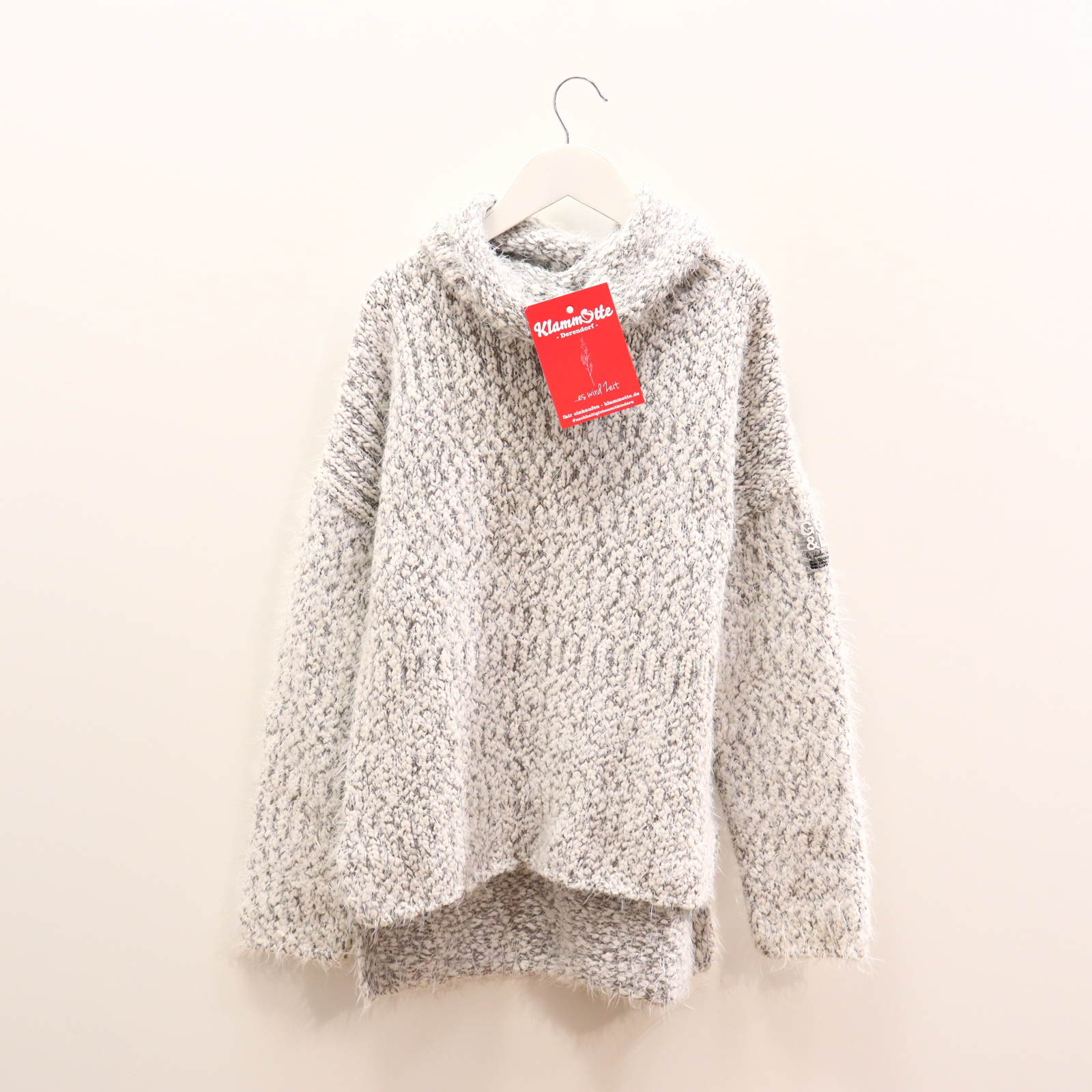 Oberteil GEORGE GINA & LUCY 164 grau/weiß Applikation/Logo/melange Strickpullover Nylon/Polyacryl/Polyester Rollkragen