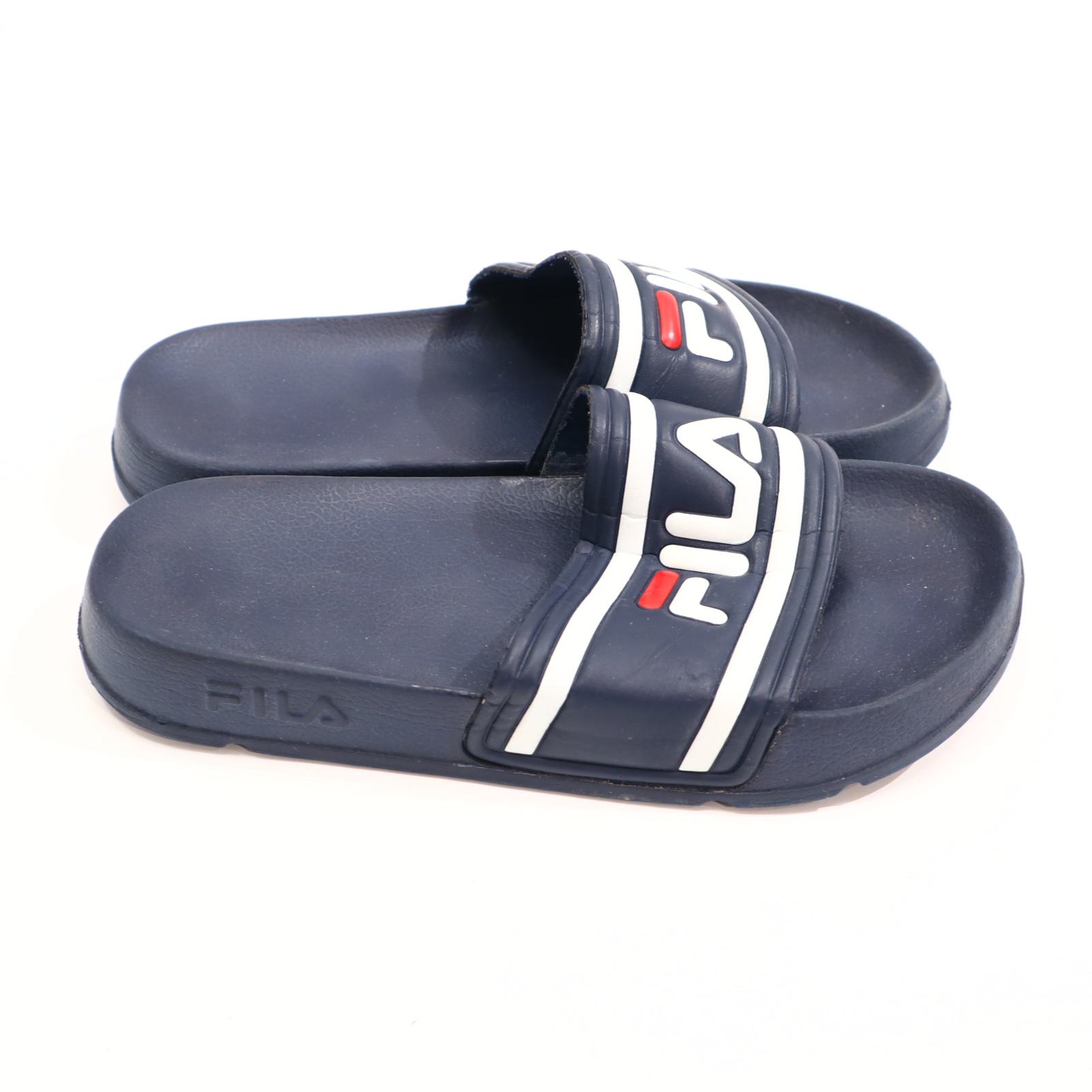 Hausschuhe/Wasserschuhe FILA 33/34 blau Badeschlappen leichte gleichmäßige Ablaufspuren