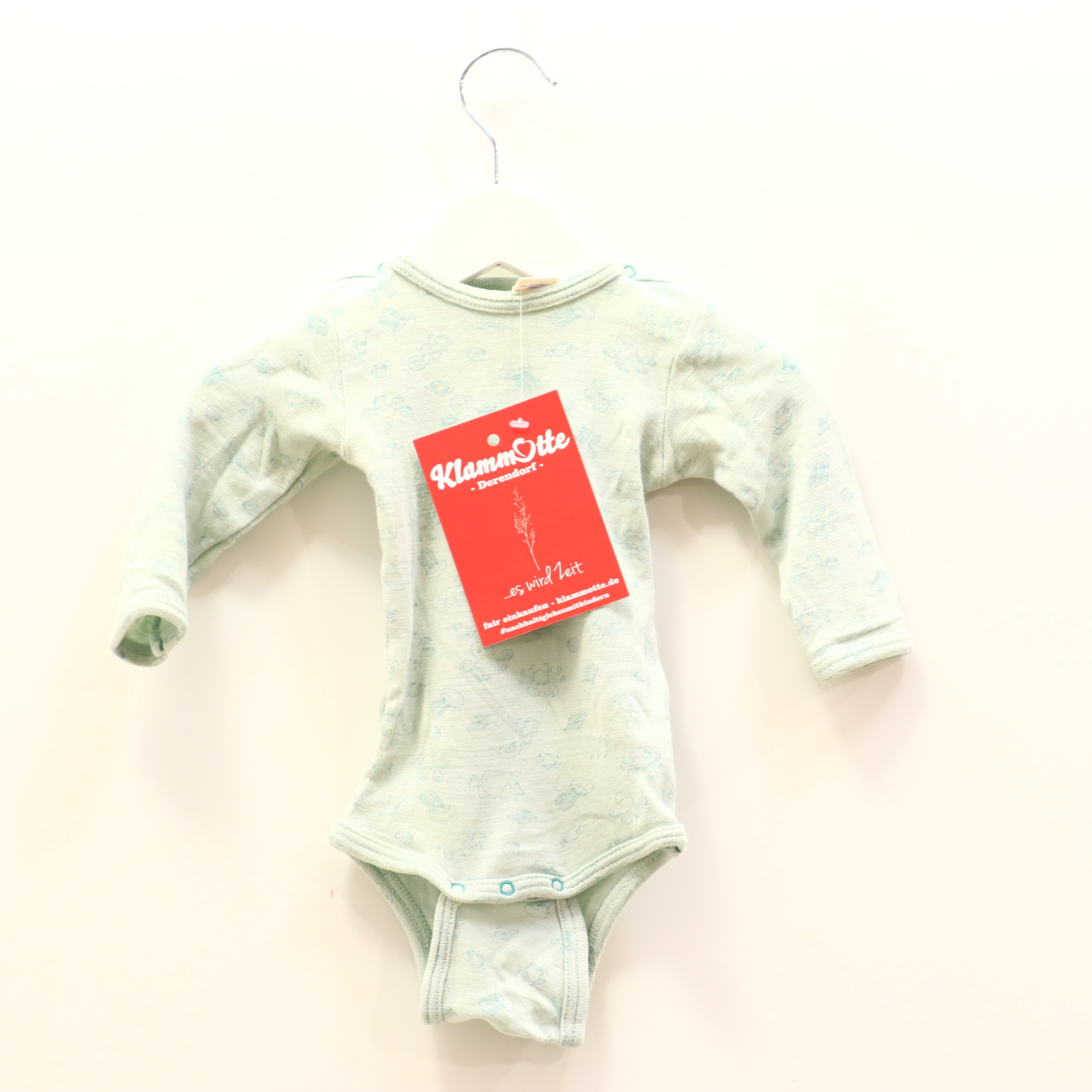 Body ENGEL 62/68 mint langarm Allover Print Schurwolle/Seide