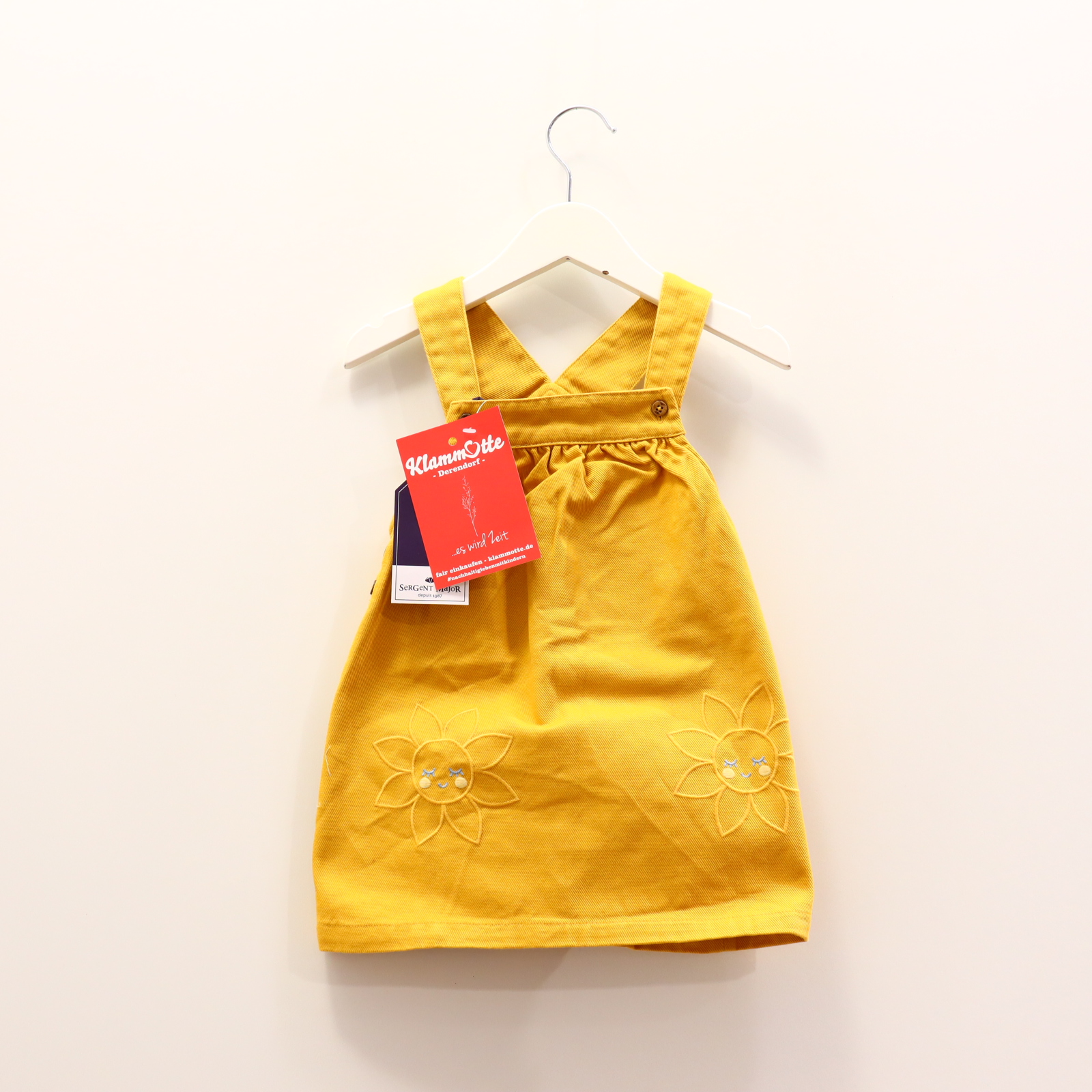 Kleider & Röcke Sergent Major Latzkleid 86 safran Stickerei denim NEU!