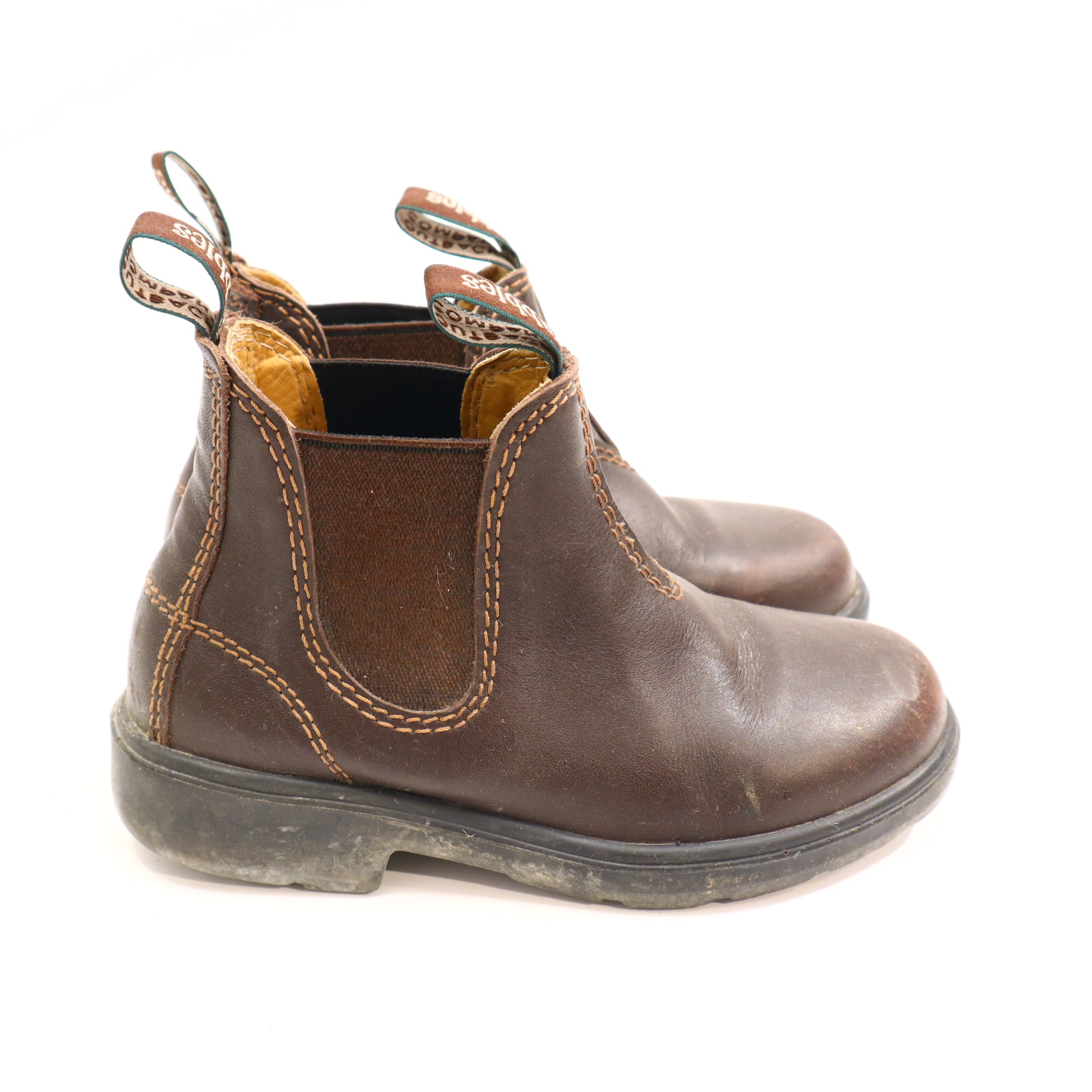 Halbschuhe Yabbies Chelseaboots 28 braun Leder leichte gleichmäßige Ablaufspuren