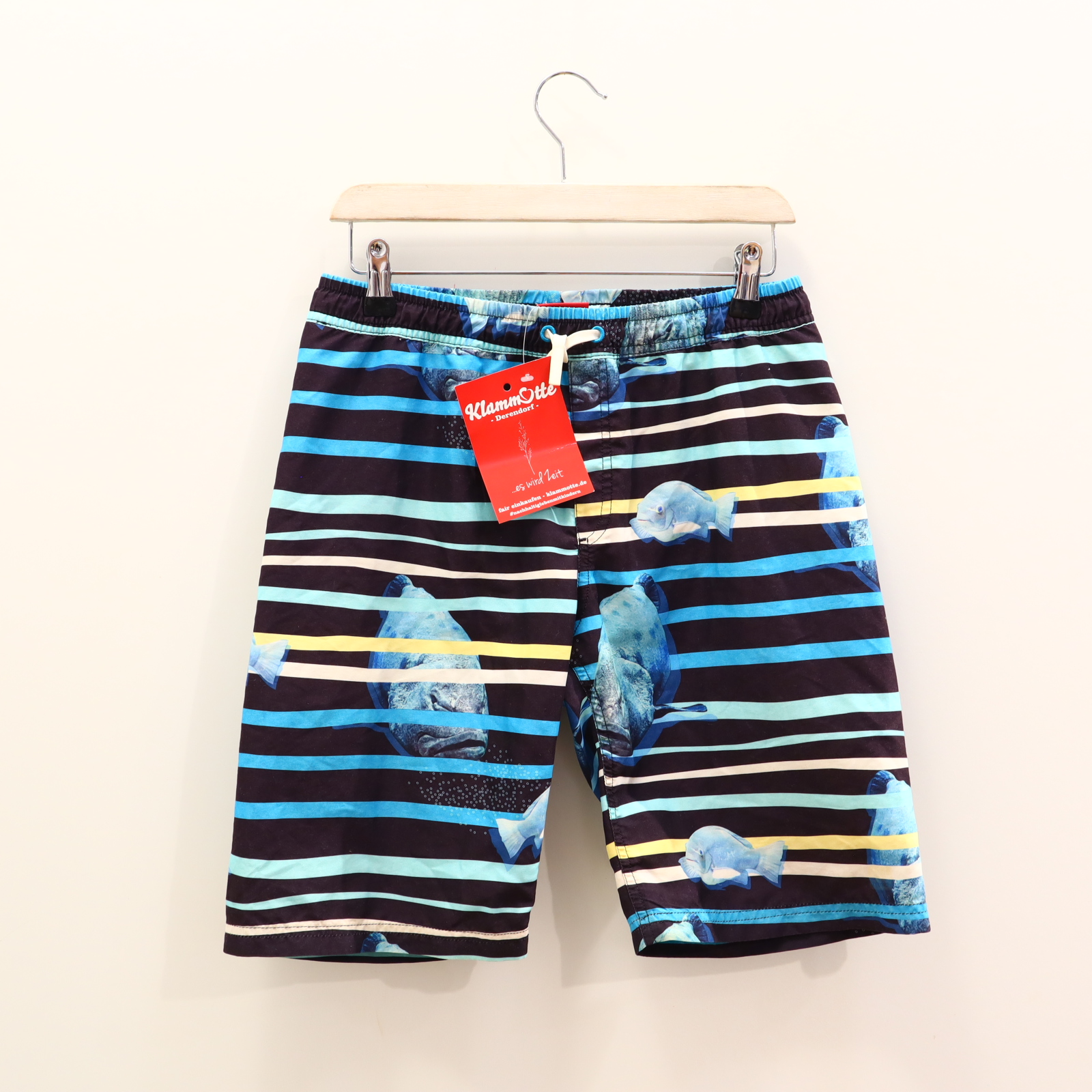 Bademode reima 164 blau/türkis Alloverprint/Streifen Badeshorts