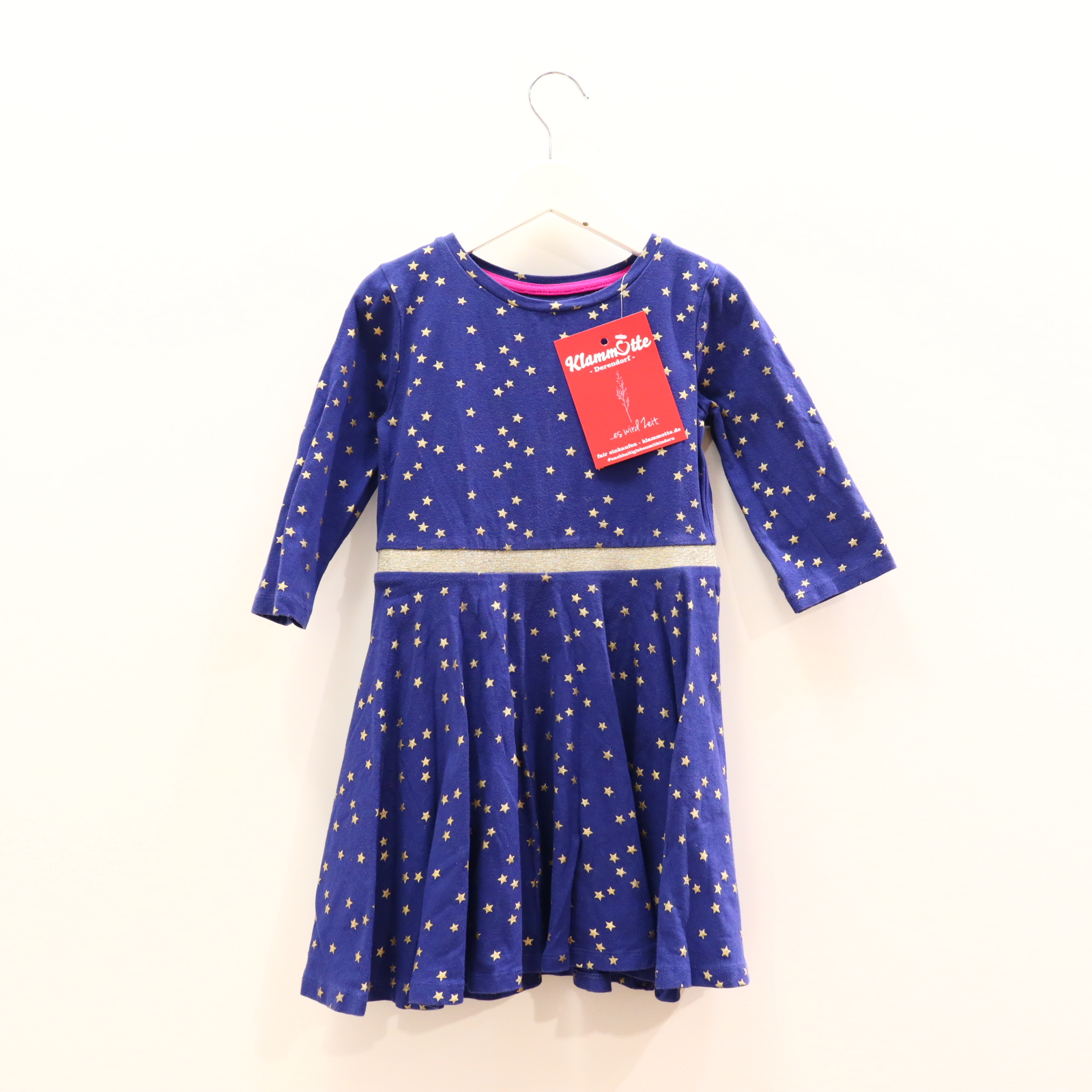 Kleider & Röcke mini Boden Jerseykleid 116 blau/gold Allover Print/Sterne Baumwolle/Elastan