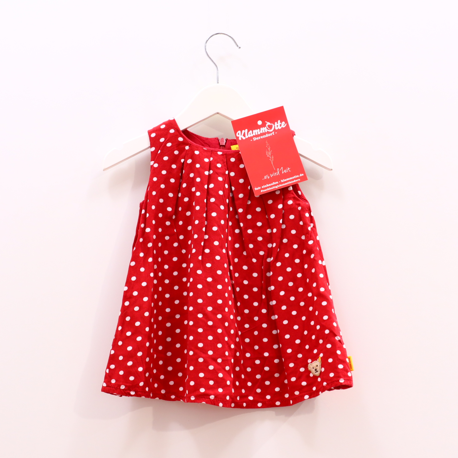 Kleider & Röcke Steiff 68 rot/weiß Applikation/gepunktet/Logo Kleid Baumwolle