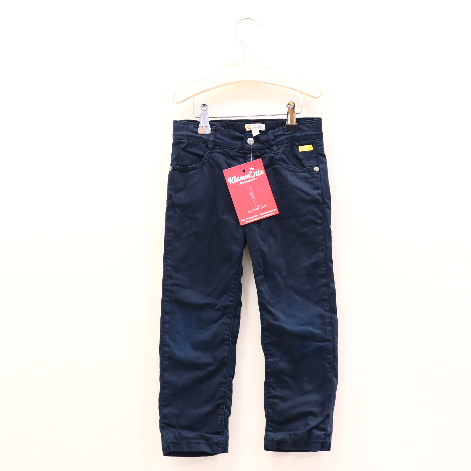 Hose Steiff Chino 104 blau Logo/Stickerei Baumwolle/Elasthan Reißverschluß/Schiebeknopf/verstellb. Bund gefüttert/Jerseyfutter Herbst/Winter