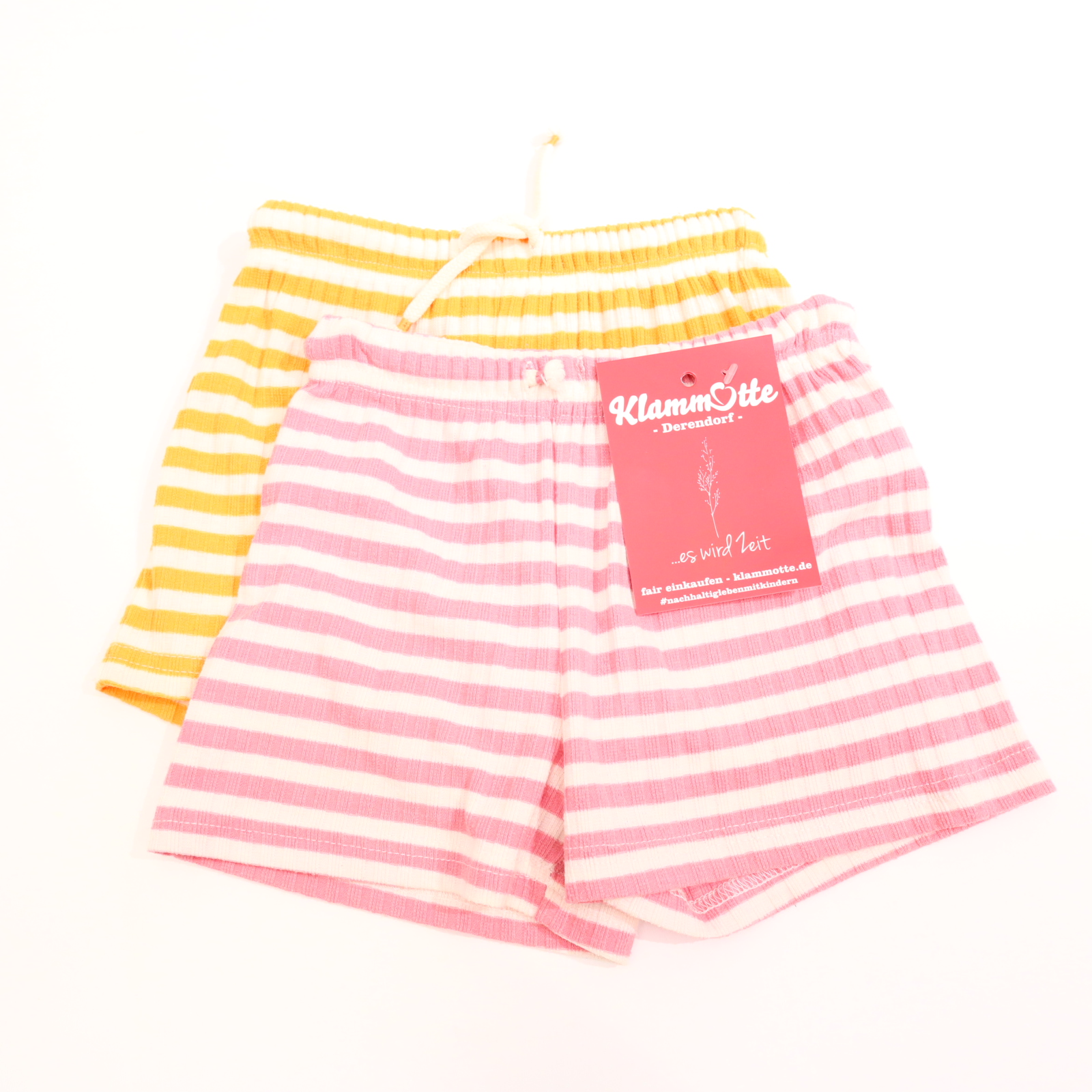 Hose Topolino Short/2er Set 86 orange/rosa/weiß gestreift/Rippstrick Elasthan/Polyester/Viskose Gummibandzug/Kordelzug