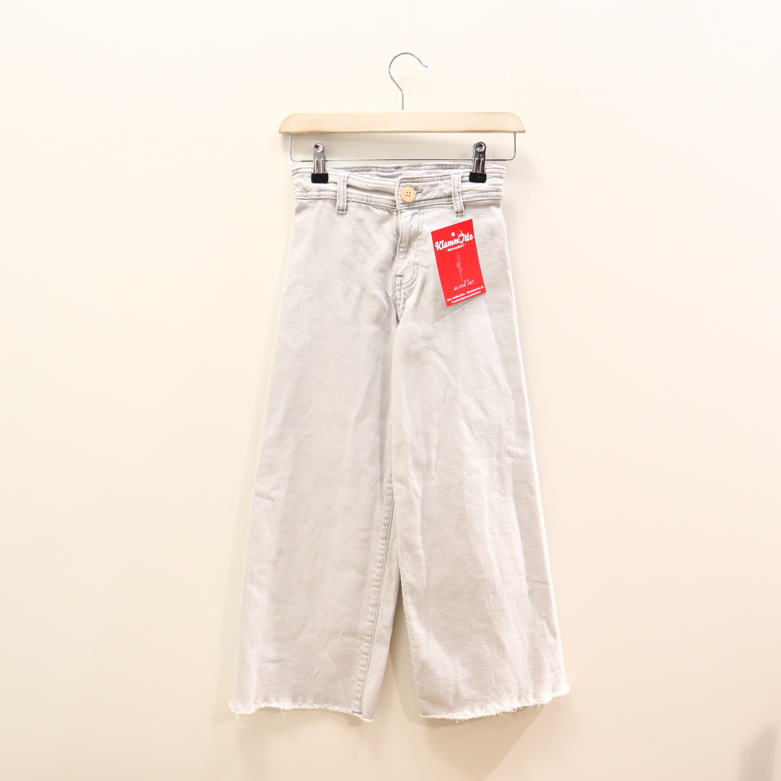 Hose ZARA Jeans 128 hellblau Denim Knopf/Reißverschluß/verstellb. Bund Wide Leg