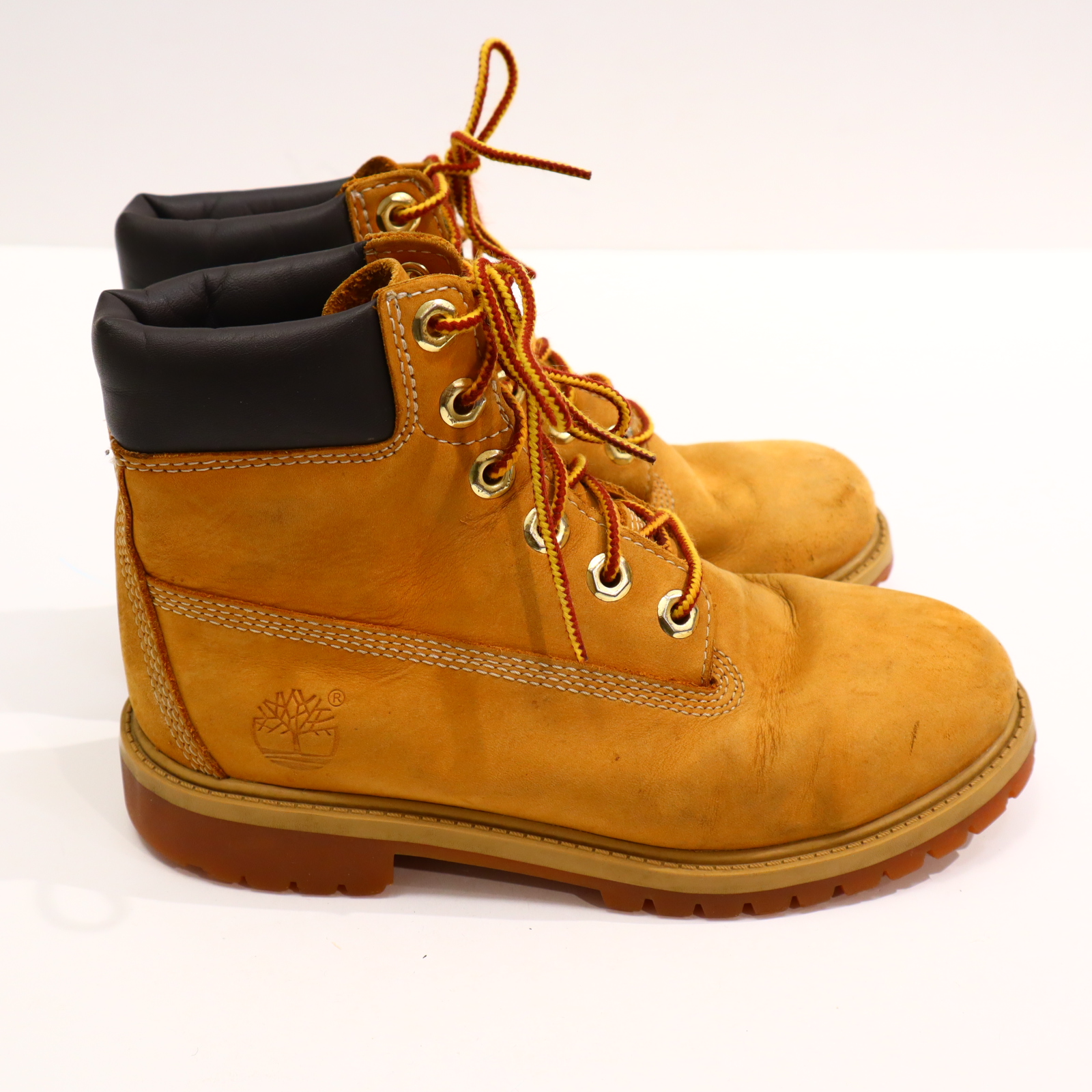 Halbschuhe Timberland Boots/Schnürschuh 35.5 braun Leder leichte gleichmäßige Ablaufspuren