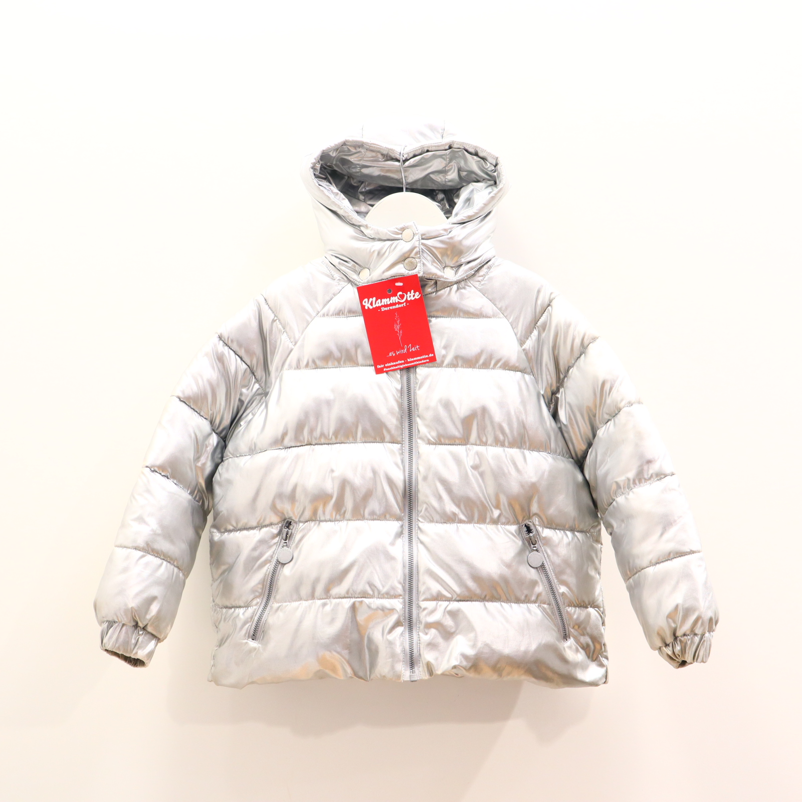 Jacke STELLAMcCARTNEY Puffer Jacket/Steppjacke 128 silber Herbst/Winter Polyester abnehmb. Kapuze/Schneefang
