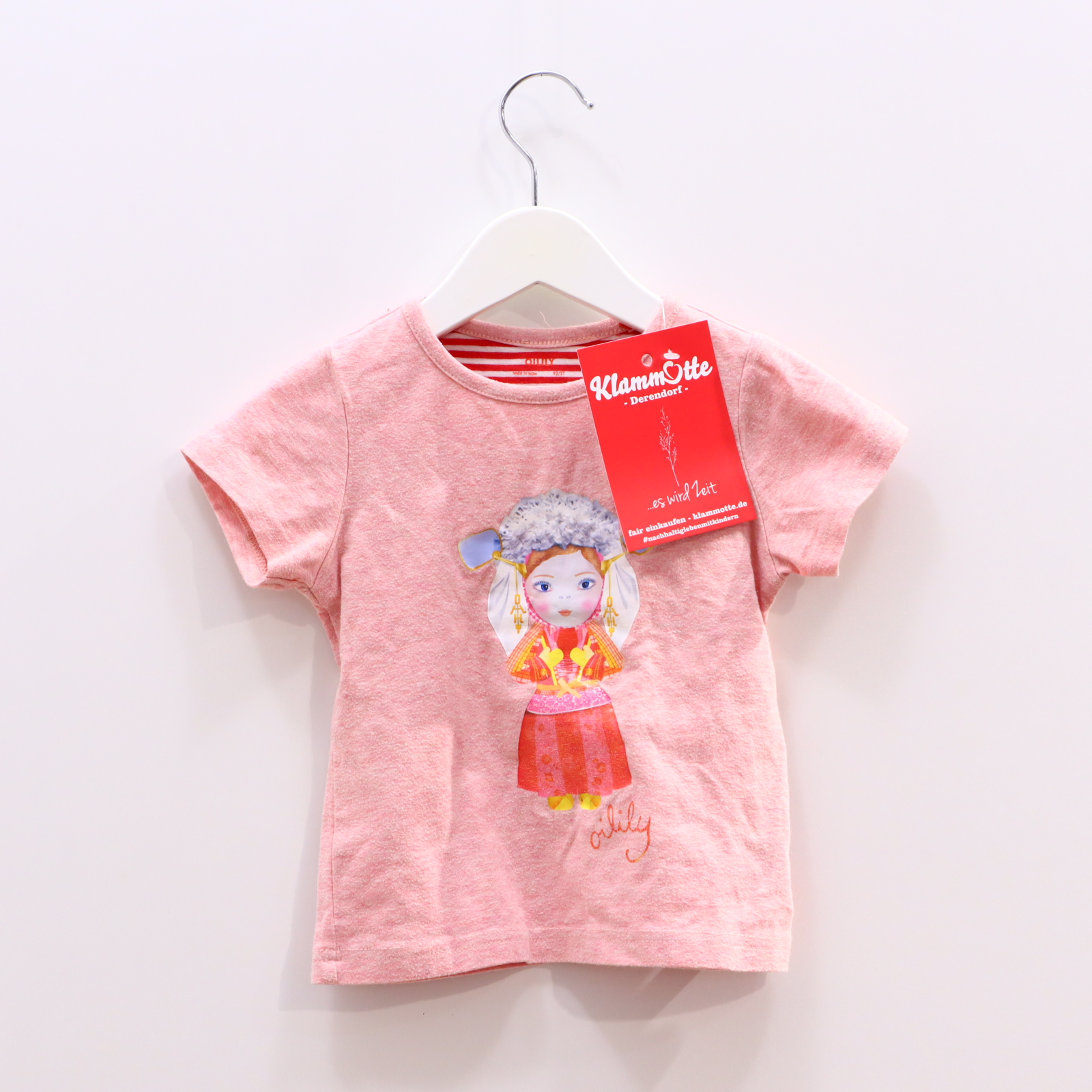 Oberteil oilily 92 rosa melange/Print kurzarm Shirt Baumwolle/Elasthan ganz leichtes Pilling