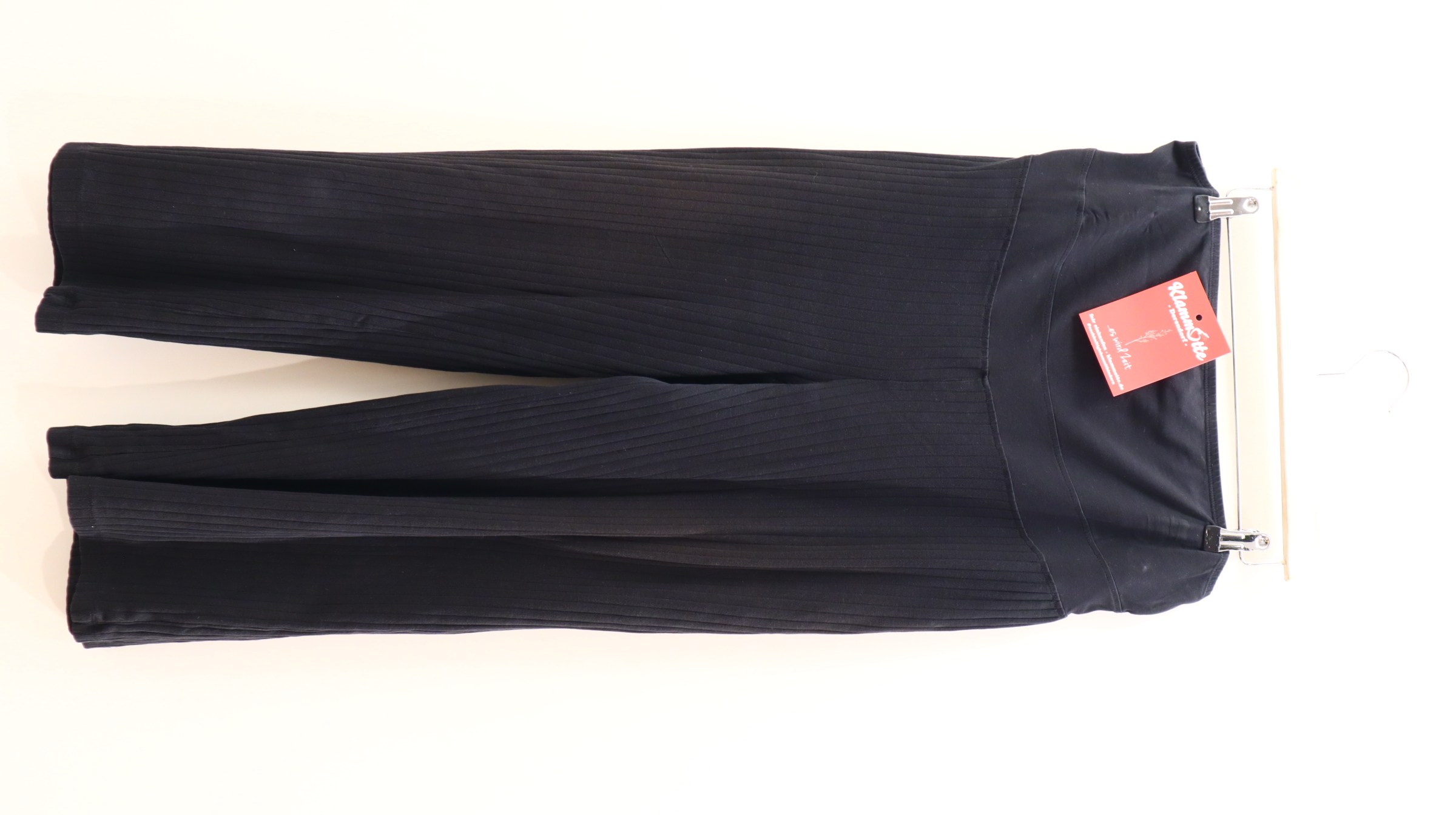 Hose ANNA FIELD L/42/44 Culotte schwarz Rippstrick Baumwolle/Elastan/Jersey Mid Rib