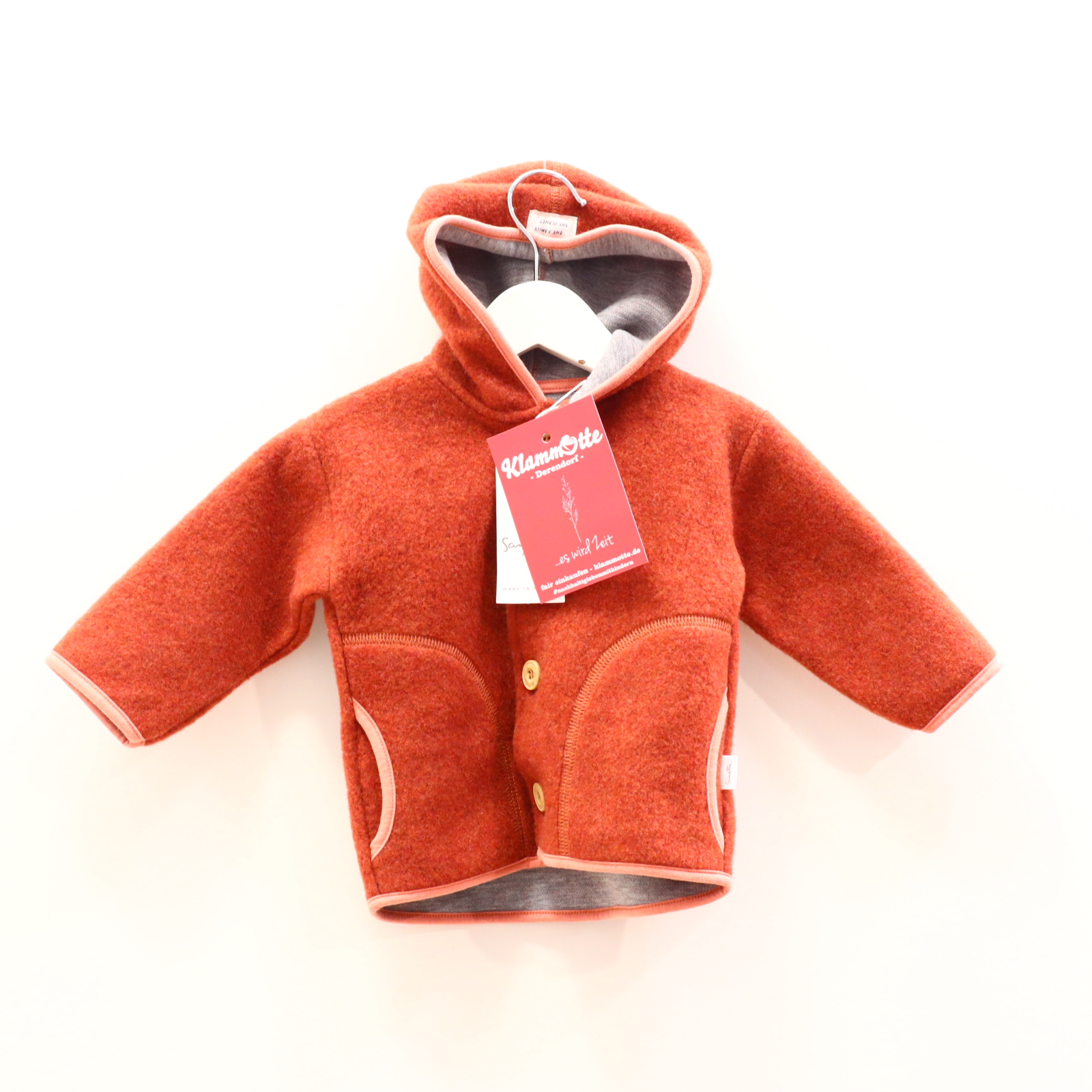 Oberteil Sanetta 68 ocker melange Kapuzenjacke/Wollfleecejacke NEU! Polyamid/Polyester/Wolle